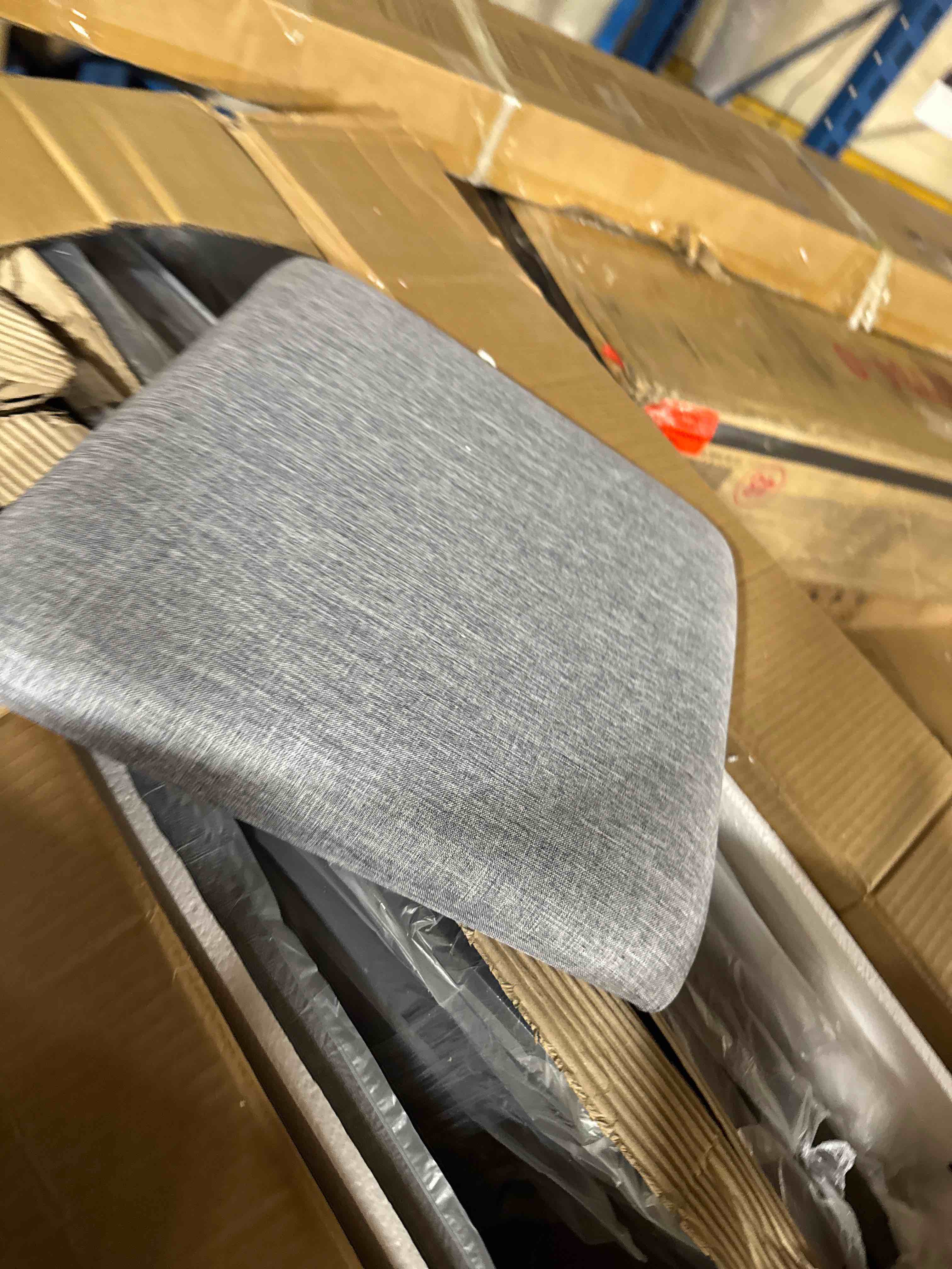 Condition photo showing Good Condition for liberty furniture industries, inc slat back side chair (rta) set of 4 ( one in stock are gray and black) missing hardware