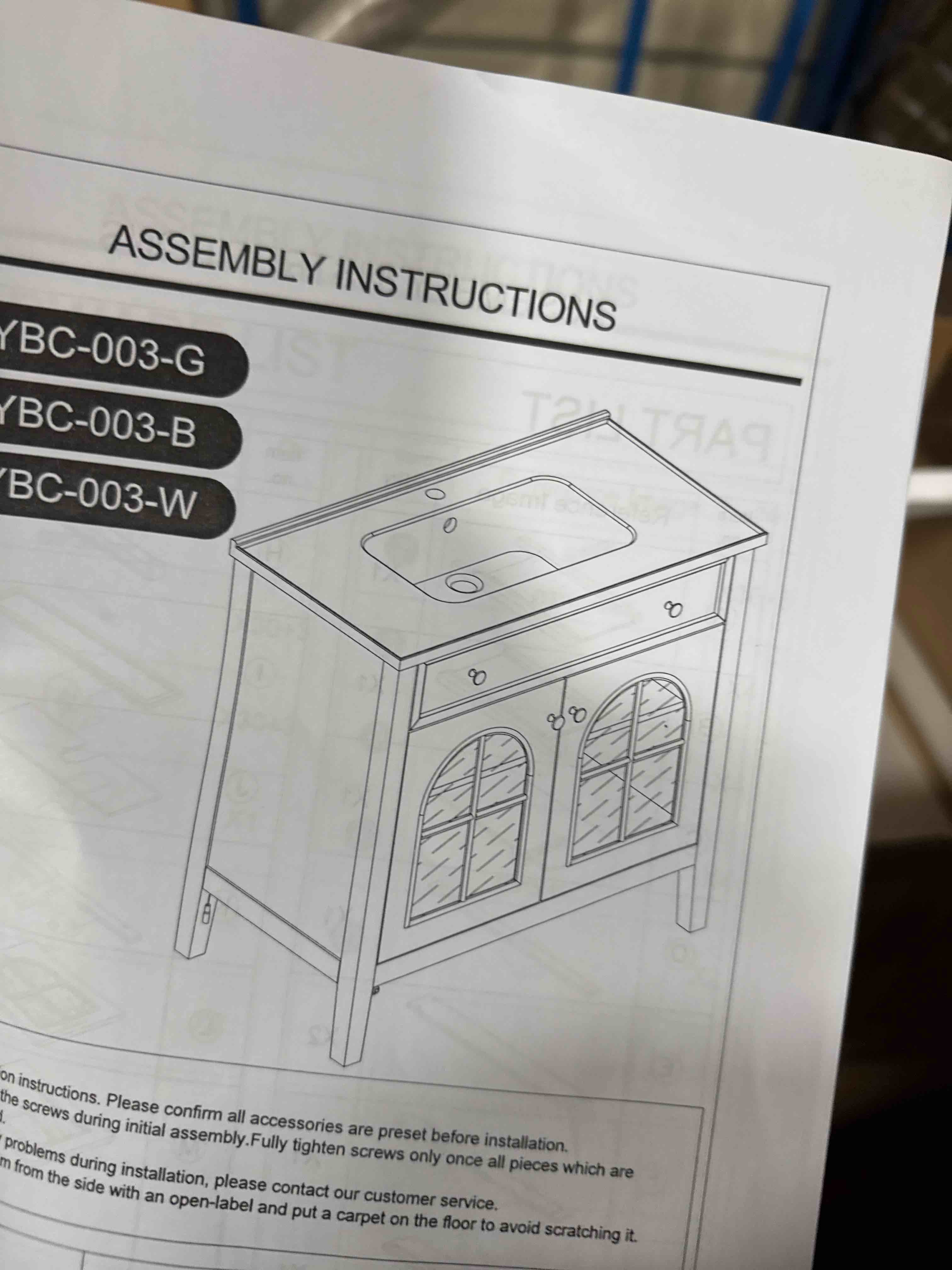 Condition photo showing Good Condition for 36" bathroom vanity & light modern bathroom storage cabinet with flip drawer & 2 glass door freestanding single sink vanity with ceramic countertop,green ( sink not included)