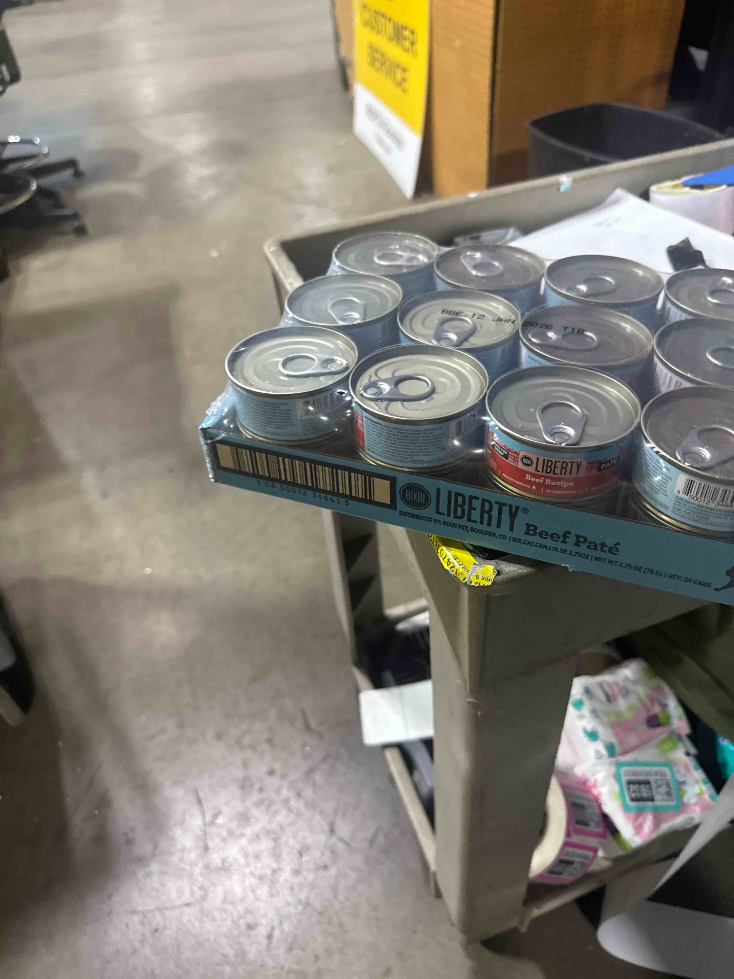 Condition photo showing New/Like New for bixbi liberty beef pate recipe grain-free wet cat food, 2.75-oz can, case of 24