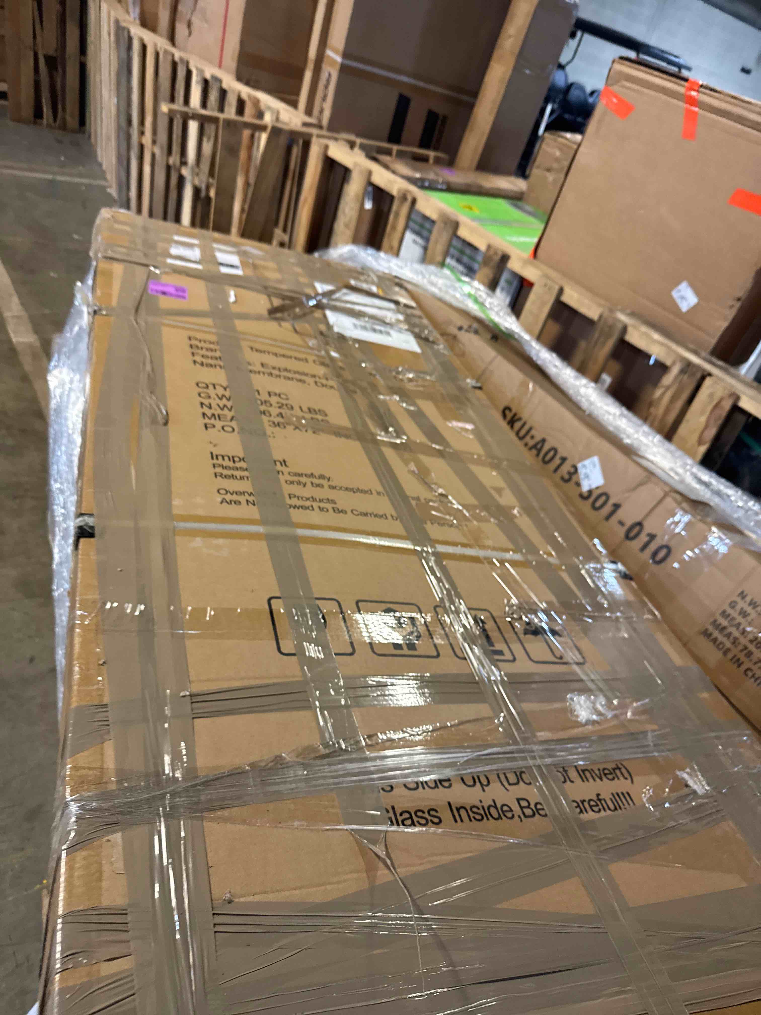 Condition photo showing New/Like New for 36" x 36" d x 72" h neo angle shower door, corner shower enclosure with 1/4" clear tempered glass, space-saving diamond shower stall with anti-explosion film & easy-clean nano coating, matte black matte blaclk 36 in. w x 72 in. h