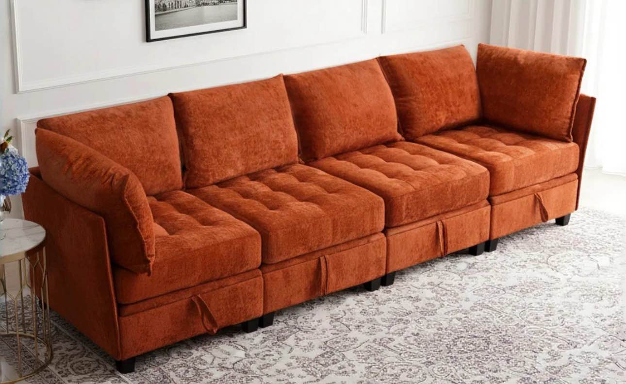 4 Piece Modern Chenille Sectional Sofa with storage Seat Modular Couch with Multiple Configuration ( Incomplete 2 Middle seats ONLY)