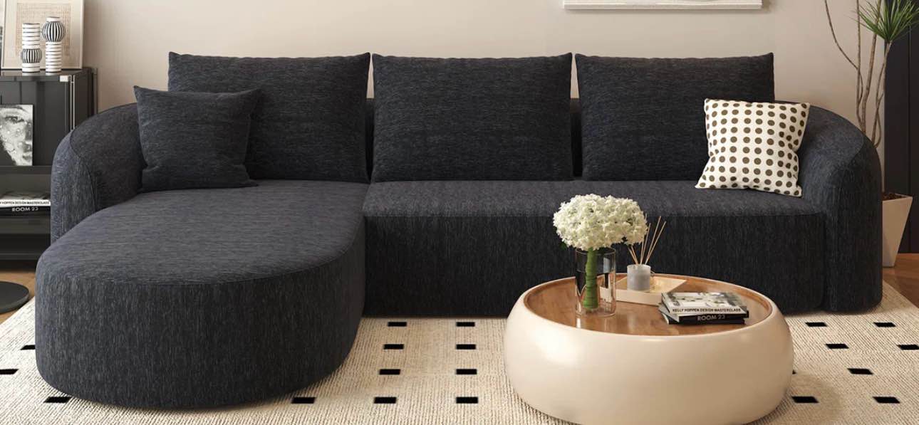 111" L-Shaped Modern Modular Sectional Curved Sofa Minimalist Style Comfy Cloud Couch ( 1 BOX ONLY)