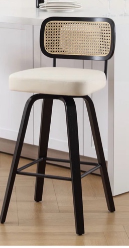 Adianey Swivel Upholstered Rattan Bar Stool