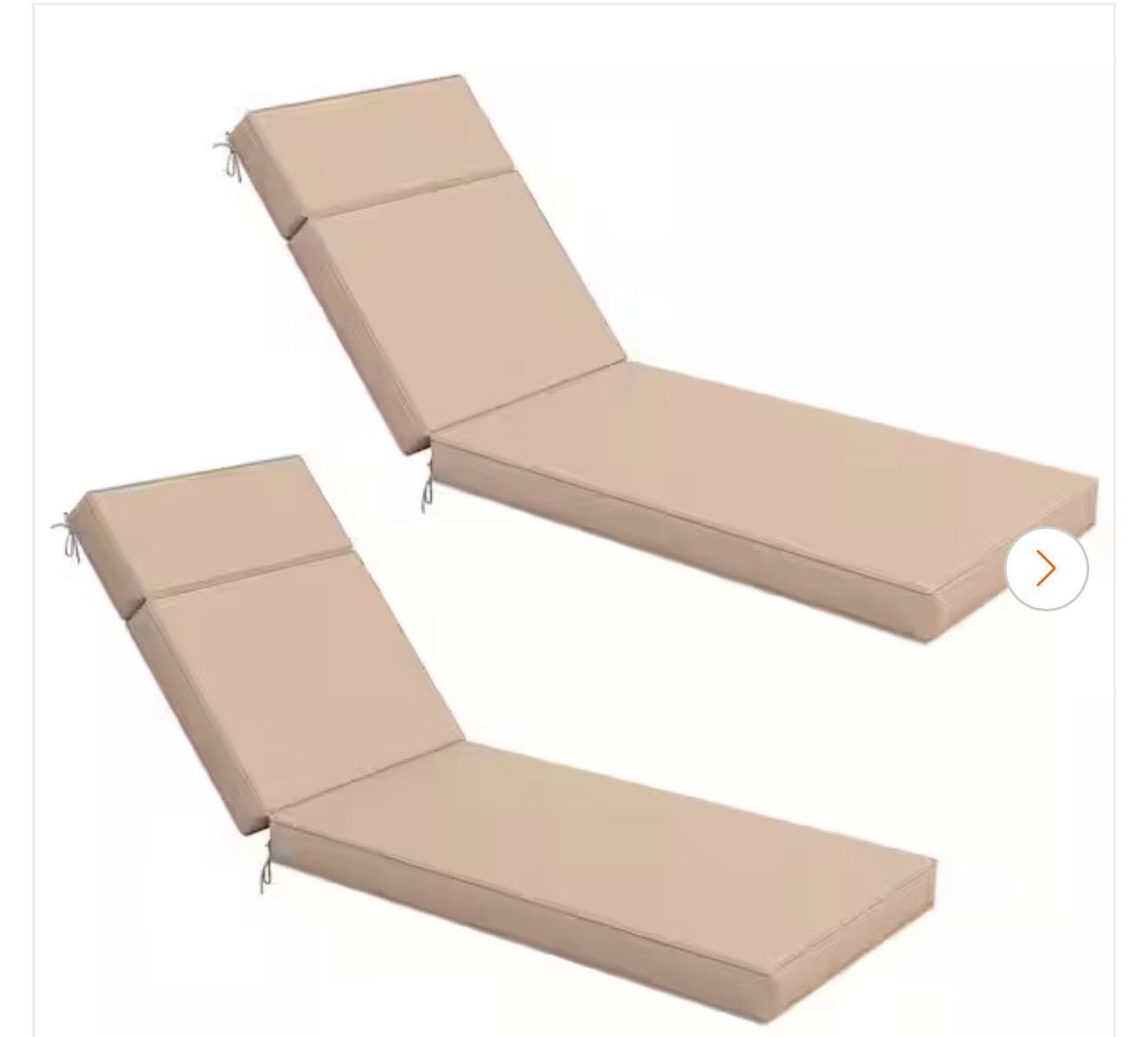 80 in. x 26 in. x 4 in. (2-pack) outdoor water-resistant replacement chaise lounge seat cushion sand