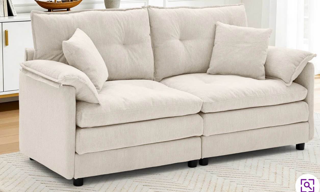 Korser Loveseat Sofa with Deep Seat Cloud Couch with 2 Pillows Chenille 2-Seater Sofa ( Incomplete BOX 2 of 2 ONLY)