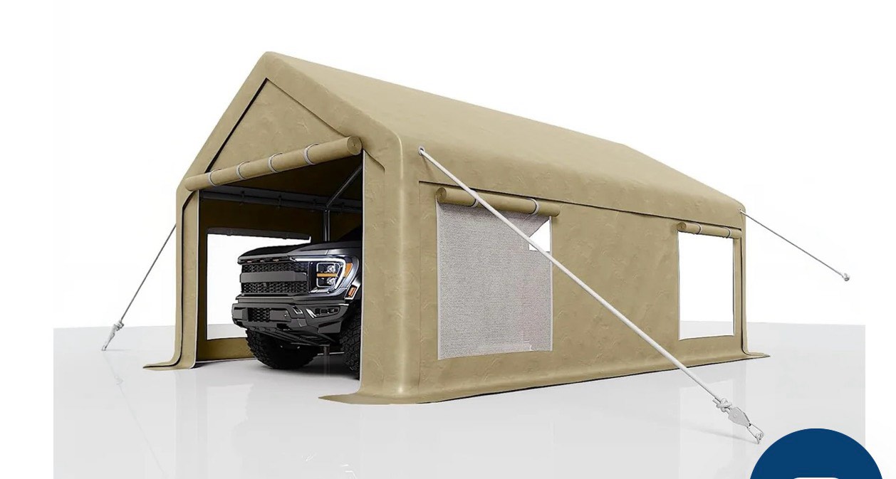 garvee 12x20 ft heavy duty carport with 200g pe tarp, roll-up doors, 4 windows, steel frame, waterproof uv protection, portable garage for vehicles and outdoor events 