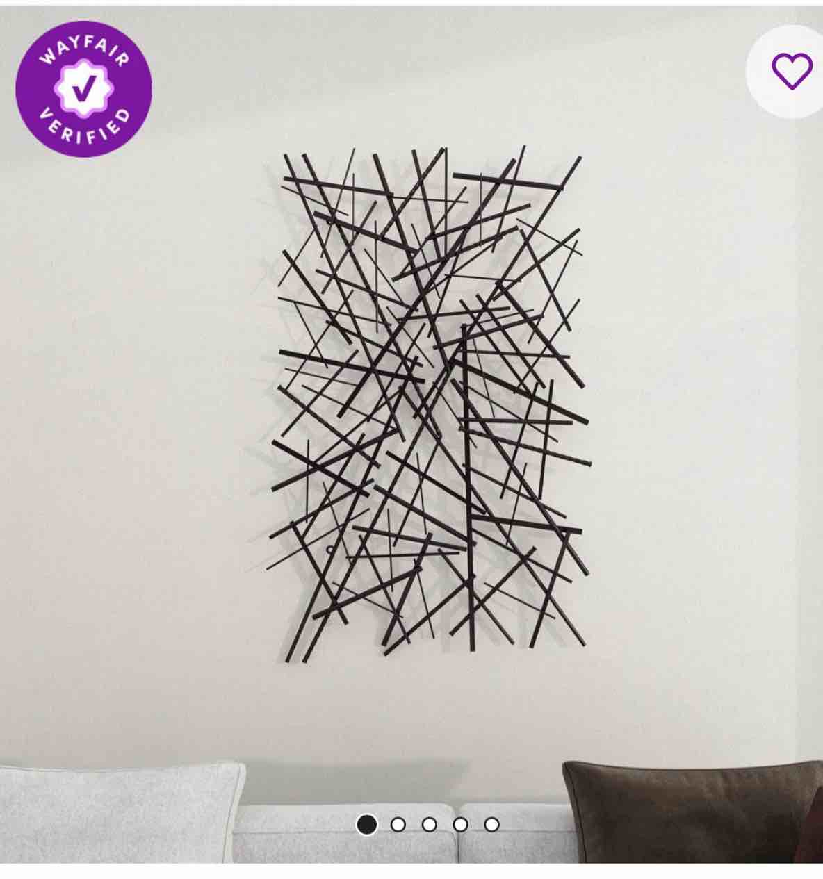 Black Metal Overlapping Lines Geometric Home Wall Decor