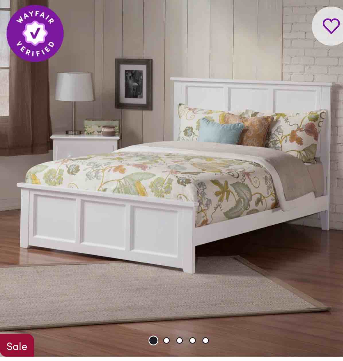Amear Solid Wood Foundation Bed with Matching Footboard