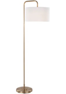 GFS64-PUCK AUW Puck 63 in. Contemporary Metal Floor Lamp in Gold Metal with White Linen Shade