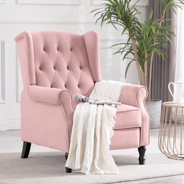 Crister Upholstered Wingback Chair Pink