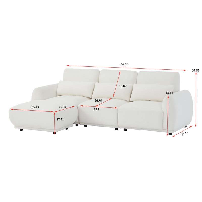 ballyrobert 4 - piece upholstered sectional teddy wool modern sectional sofa 3 seat l shaped convertible modular sectional sofa with reversible ottoman (incomplete) (only armless chair & ottoman only) 