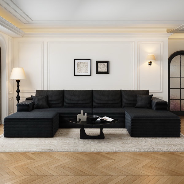 135.4"Cloud Modular Sectional Couch with 1 Ottoman, Modern (Box 1 only)