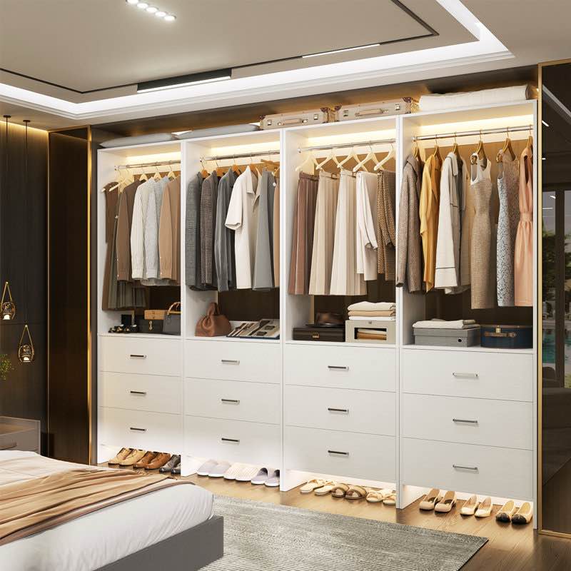 8ft Closet System with Wooden Drawers and Hanging Rods (1 Set Only)