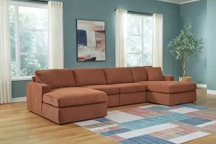 Modular Sectional Couches Luxury No Wood Cushion Sofa Orange (Incomplete 2 Boxes Only)