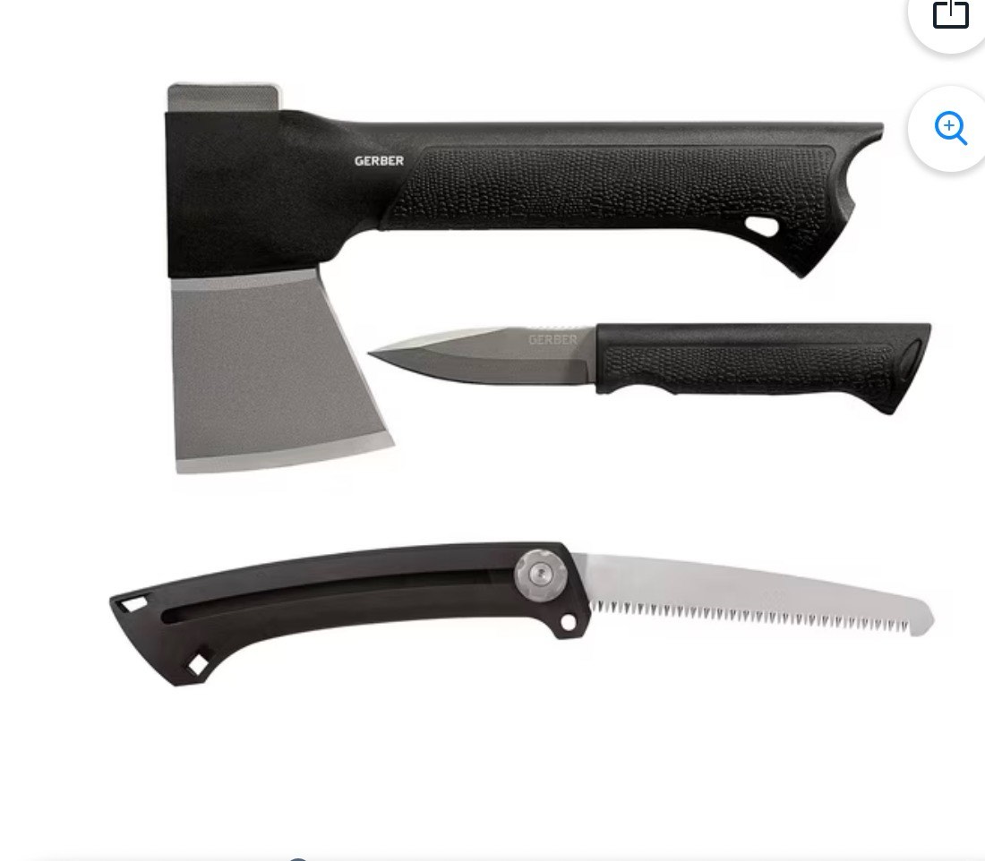 gerber gear 3-in-1 axe, knife, and saw combo set
