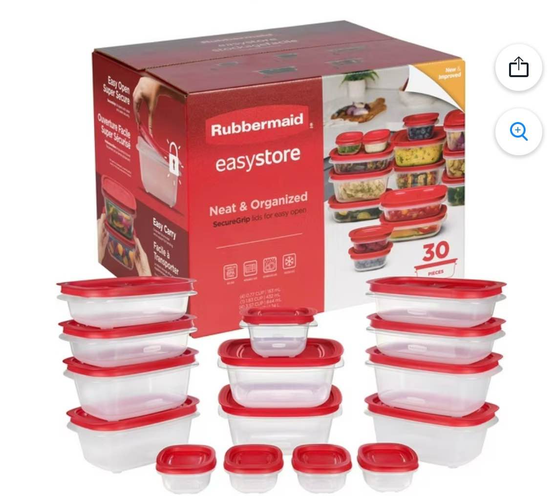 Rubbermaid EasyStore Containers with Lids, 30-Piece Set