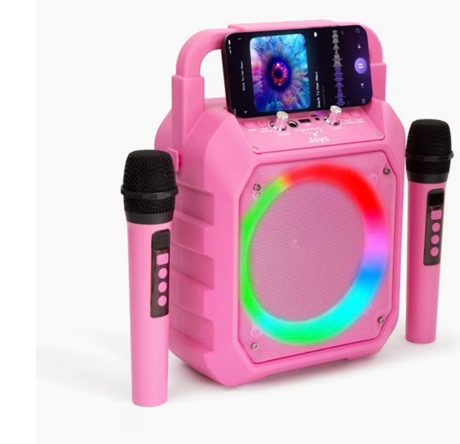 JOYC Mic Drop Karaoke Machine with 2 Wireless Mics & RGB Lights, Choose Color