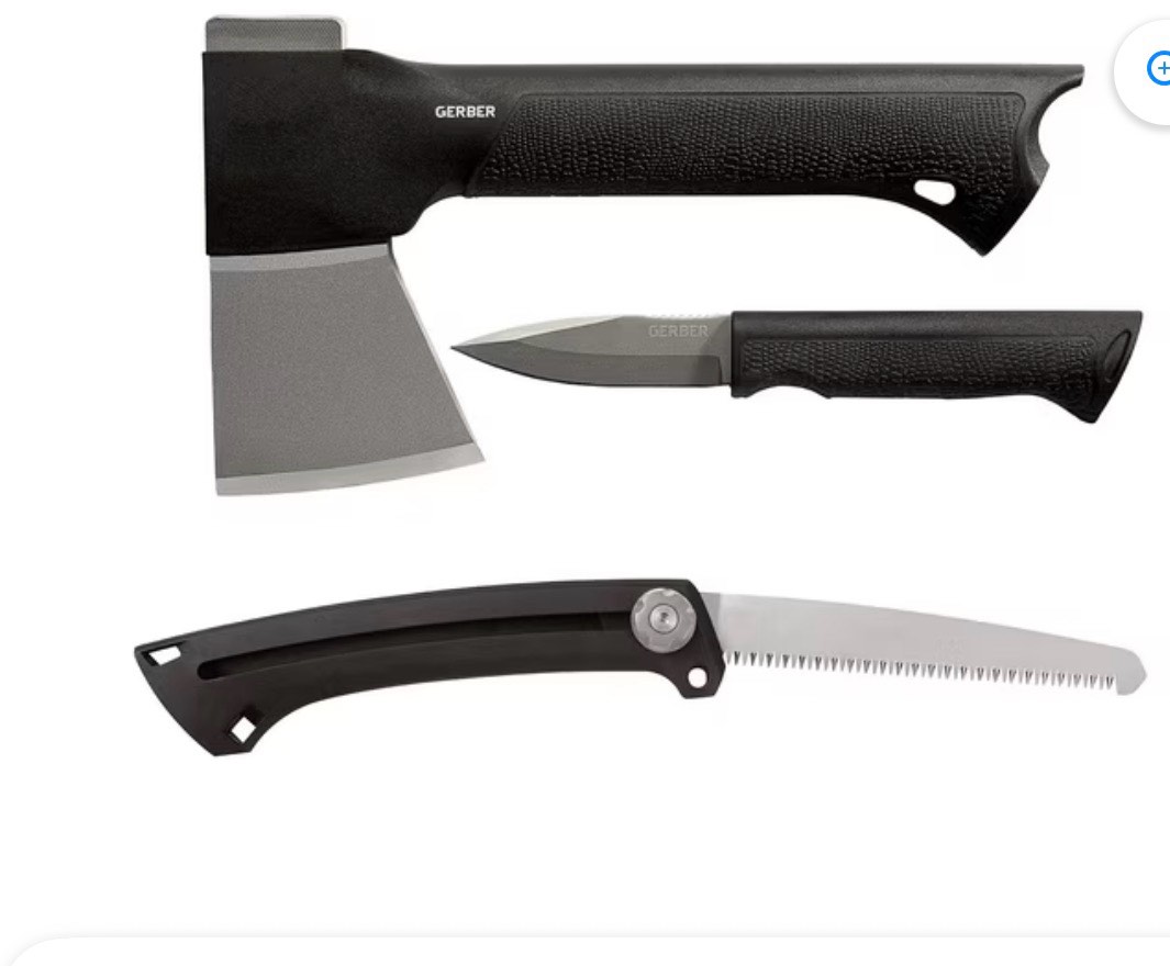 gerber gear 3-in-1 axe, knife, and saw combo set