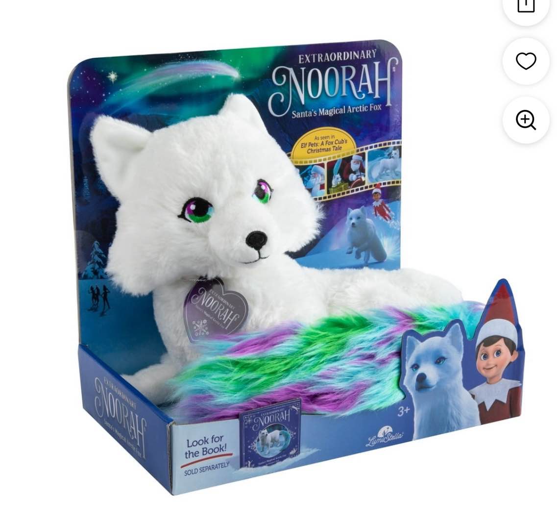 extraordinary noorah plush - 9-inch deluxe animal plush with northern lights-inspired tail - as seen in elf pets: a fox cub's christmas tale