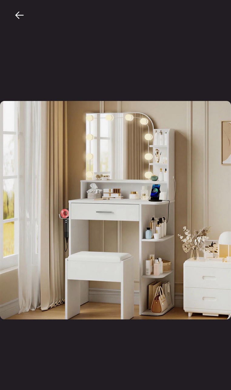 Jaseria Makeup Vanity Set With Stool & USB Power Outlet And 3 Modes Adjustable Brightness Light