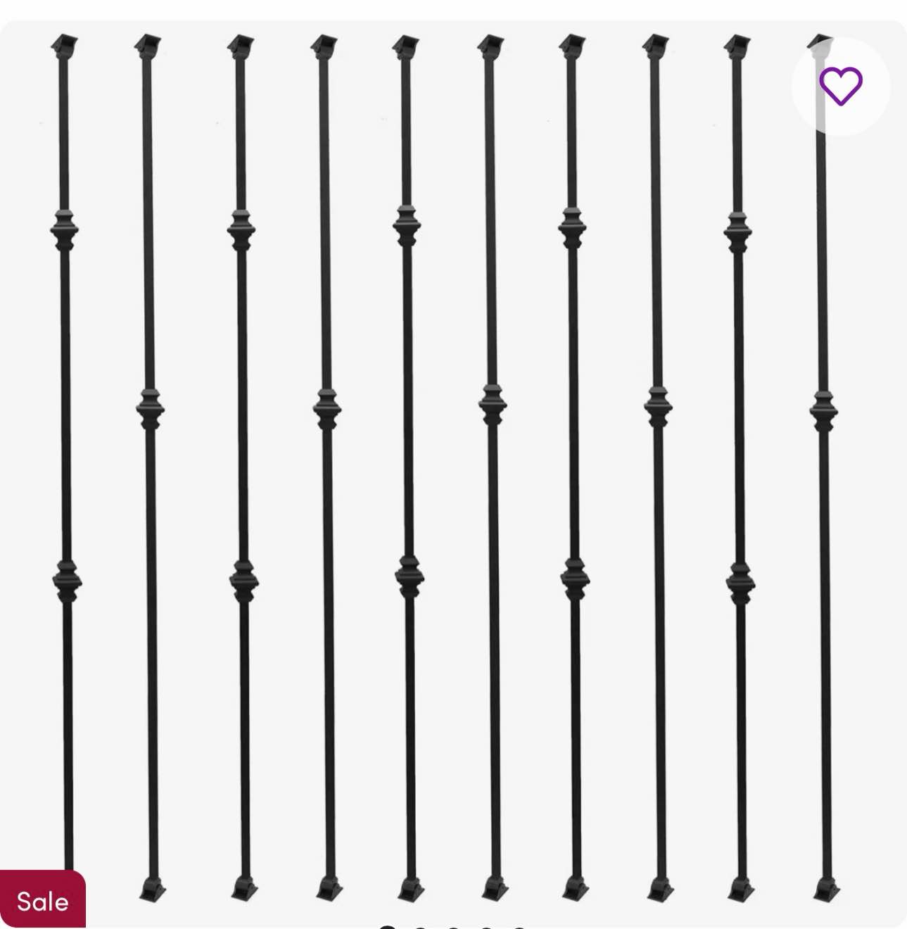 10Pcs Iron Balusters Double Knuckle 1/2" Square Metal Balusters With Swivel Shoes