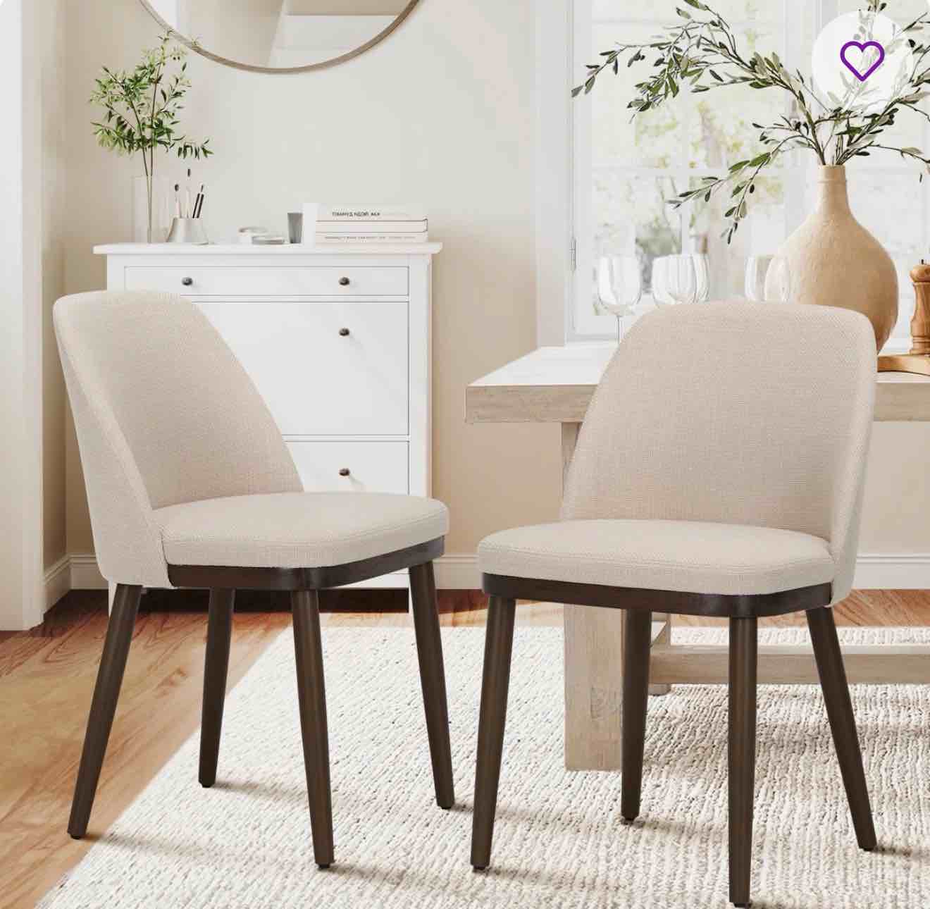 Upholstered Solid Wood Dining Chair (Set of 2