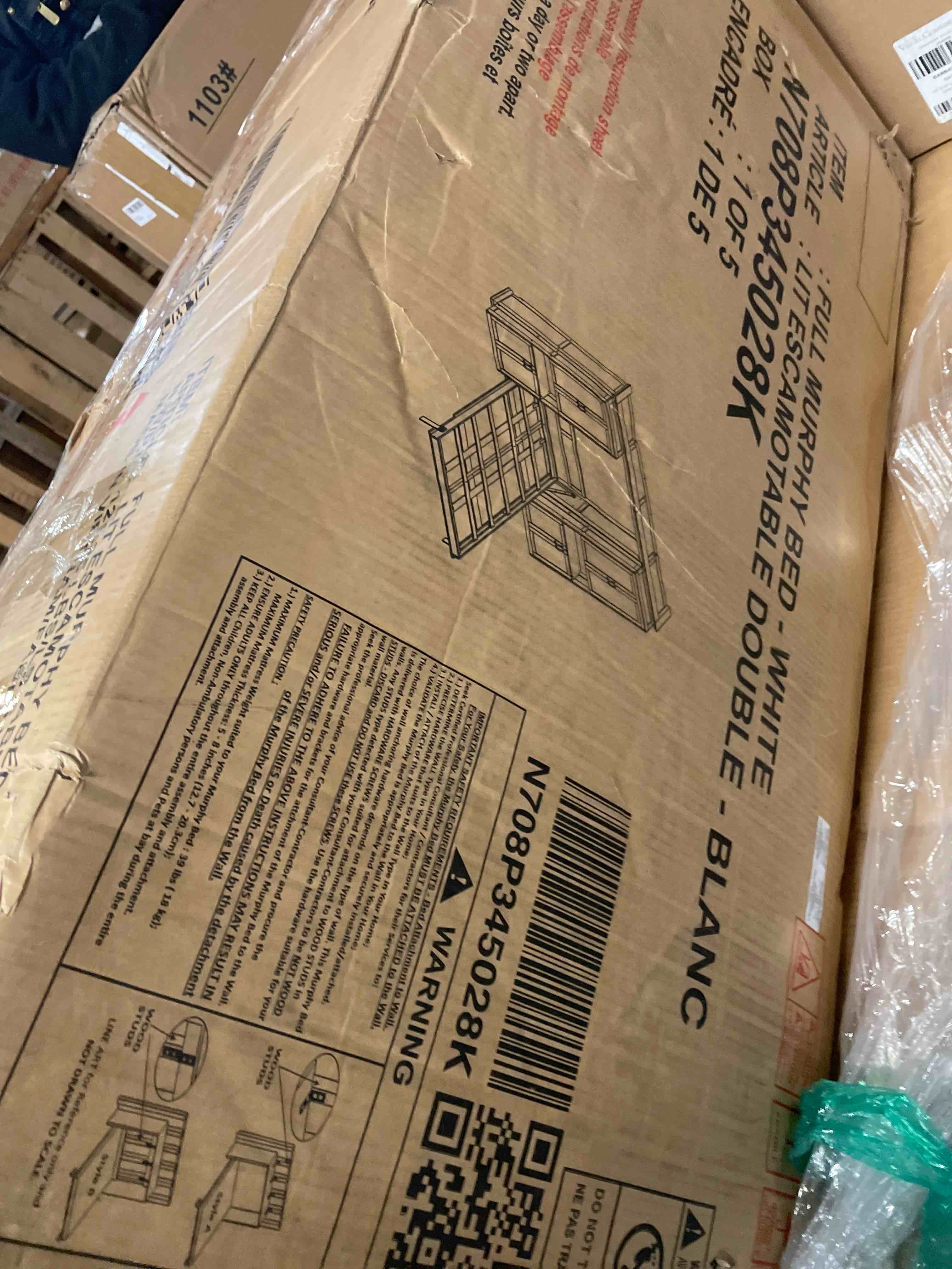 Condition photo showing As Is for BOX 1/5 Queen Murphy Bed with Sliding Storage Cabinets & Dual 6-Tier Side