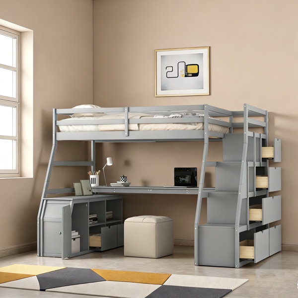 heiki storage loft bed with desk and stairs (boxes 1of 3 and 3 of 3)
