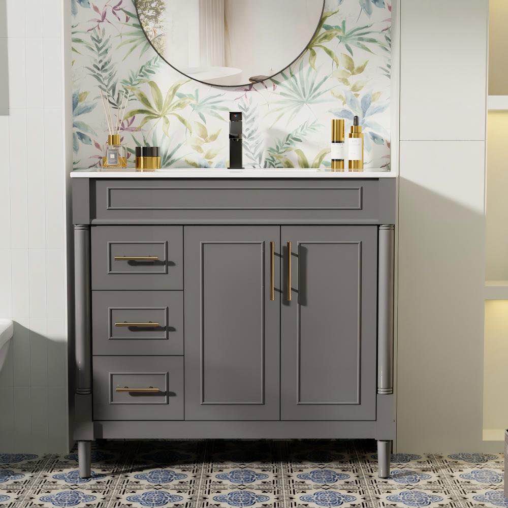 everarda 36" freestanding bathroom vanity with sink top, faucet, classic tapered legs(box open)