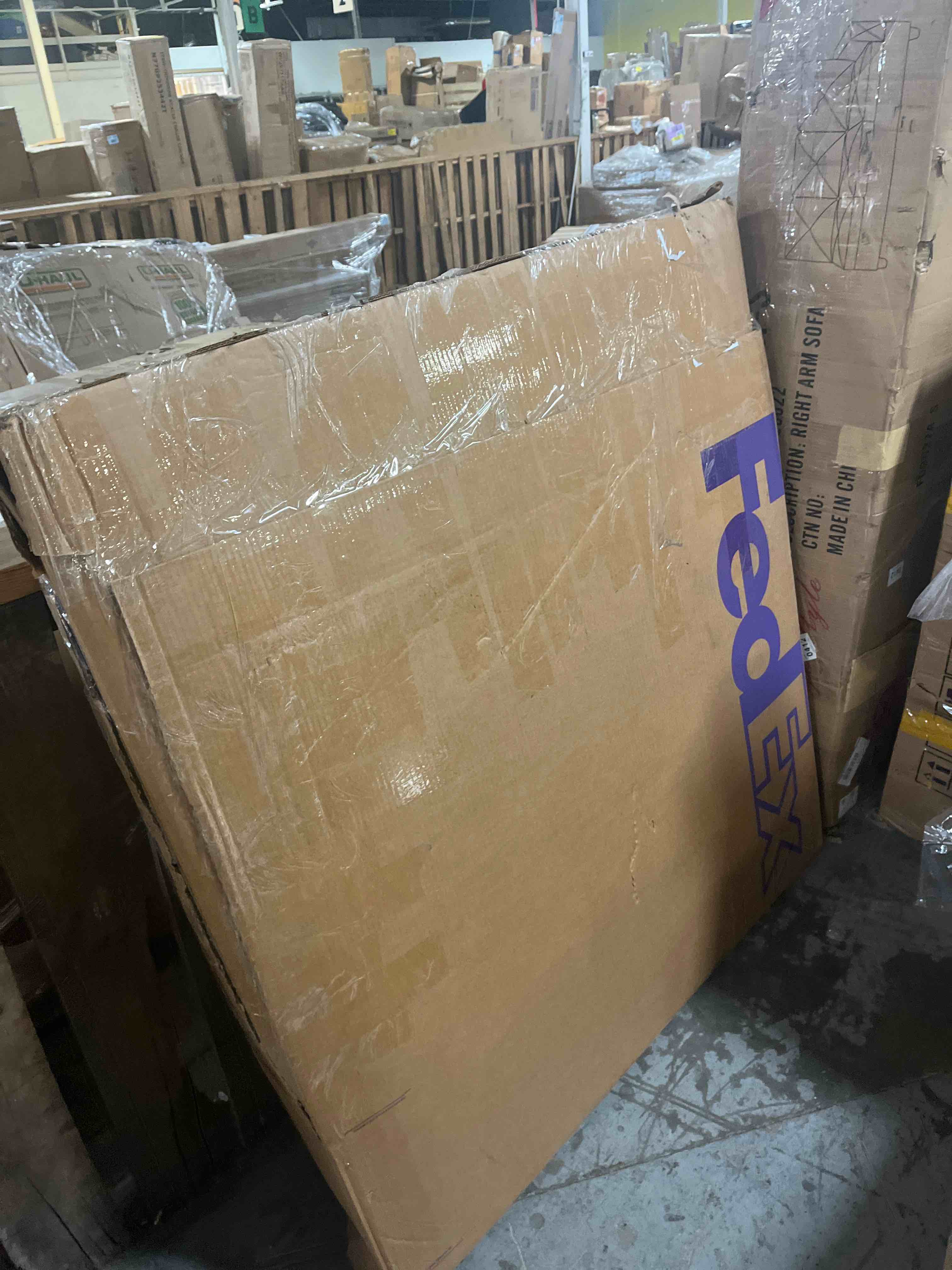 Condition photo showing Good Condition for 59.5" W Oversized Slipcovered Upholstered Accent Barrel Chair With Casters(CUSHION ONLY)