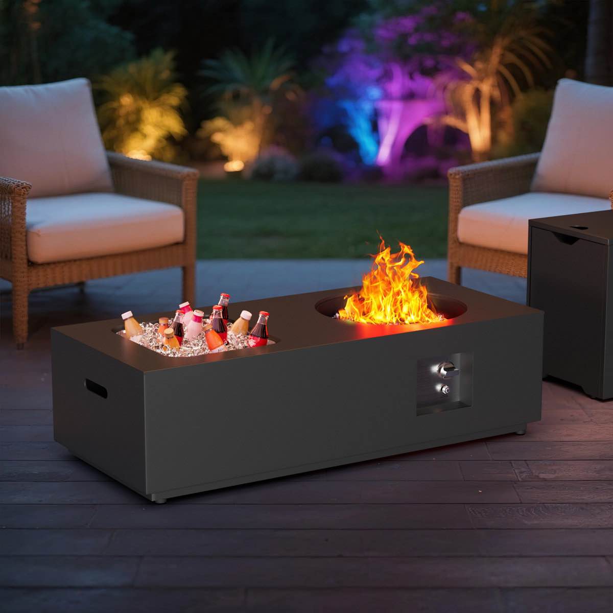 48" propane gas fire pit table 50,000 btu upgrade with ice bucket