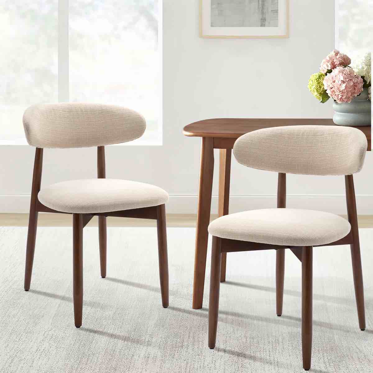 vannie upholstered solid wood dining chair side chair (set of 2)