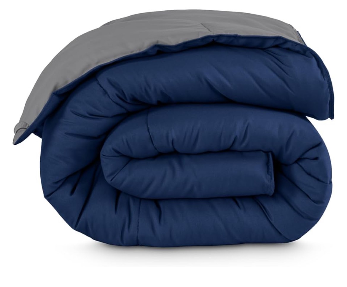 bare home comforter - twin/twin extra long - reversible colors - goose down alternative - ultra-soft - premium 1800 series - all season warmth - bedding comforter (twin/twin xl, dark blue/grey)