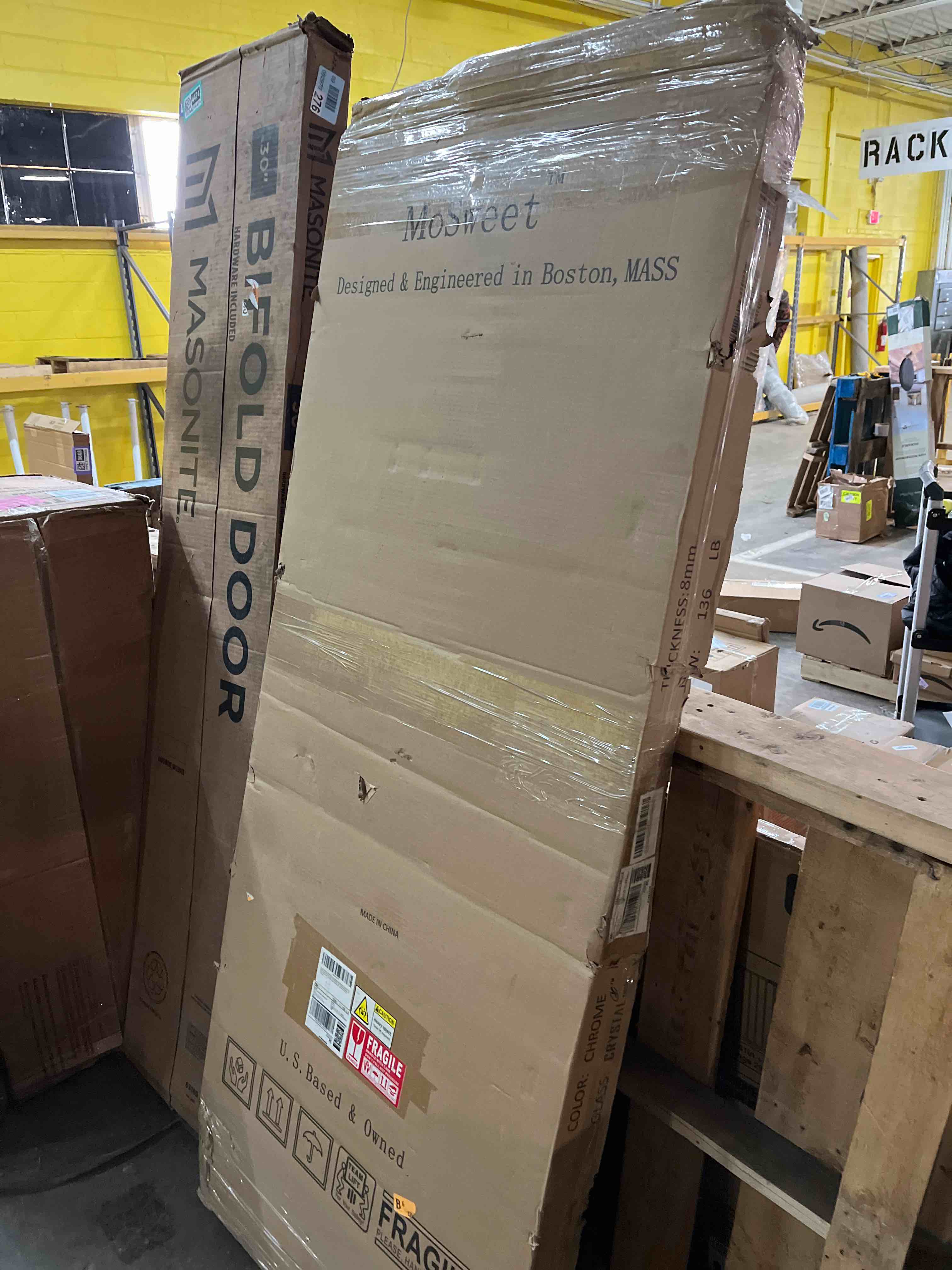 Condition photo showing New/Like New for Double Sliding Shower Door, 56"-60" W X 72" H, Chrome Aluminum Frame, Nano-Coated Clear Tempered Glass PET-805