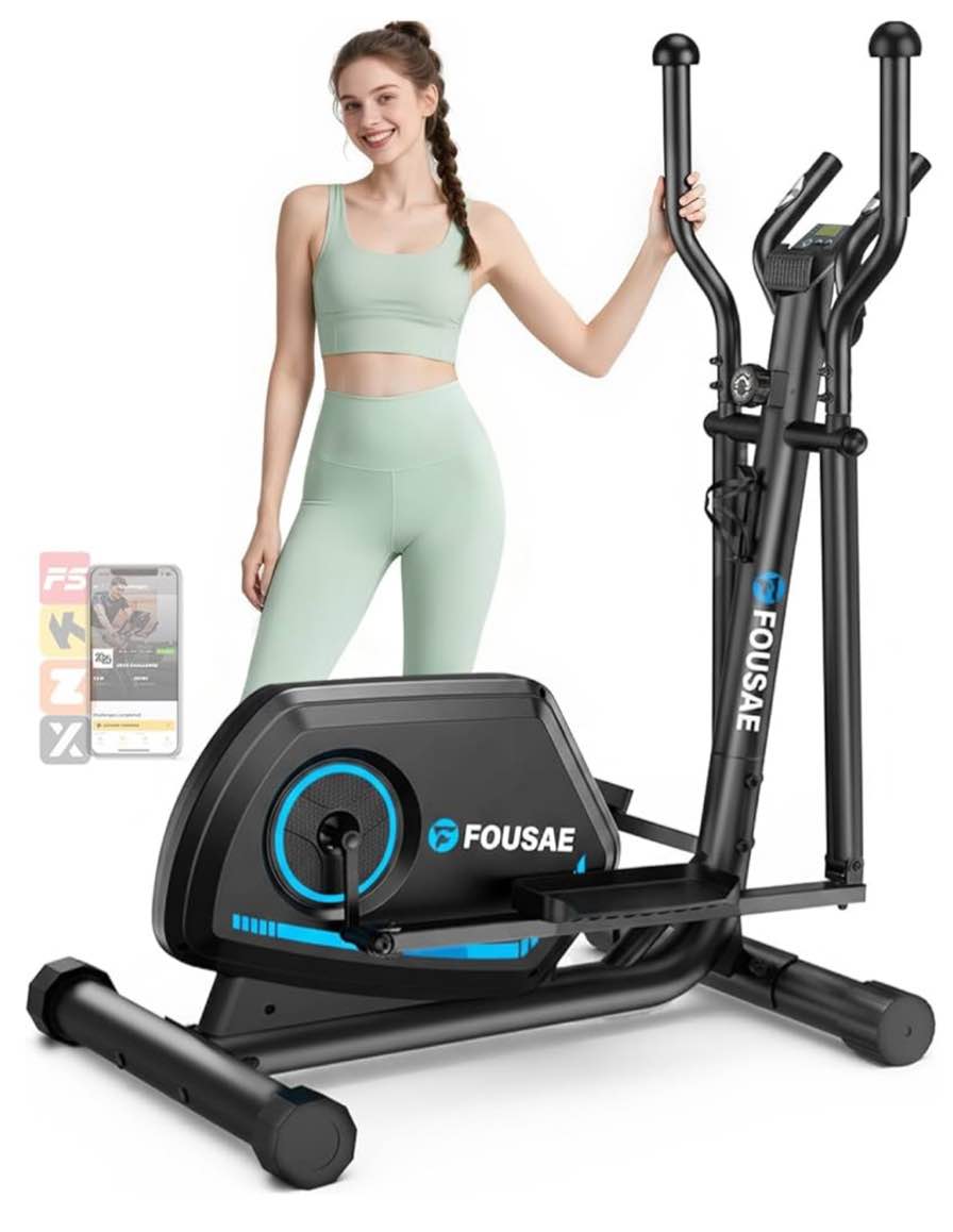 elliptical exercise machine, 16-level magnetic resistance elliptical machine for home trainer with hyper-quiet drive, 15.5in stride, lcd monitor & app support, 350lbs weight capacity( missing a screw for pedal)