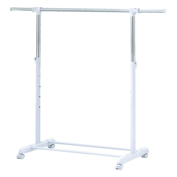 mainstays adjustable metal rolling garment clothes rack, chrome & white