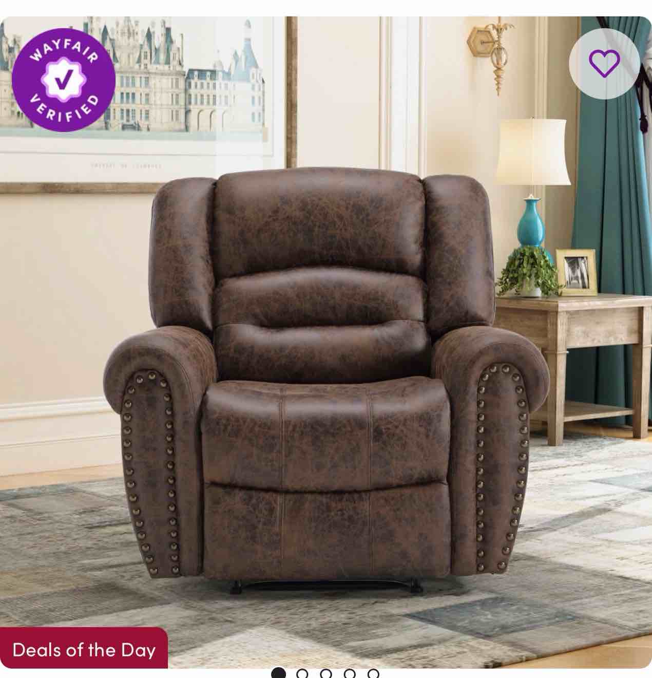 intars 40.9" wide classic and overstuffed top faux leather power standard recliner with usb port