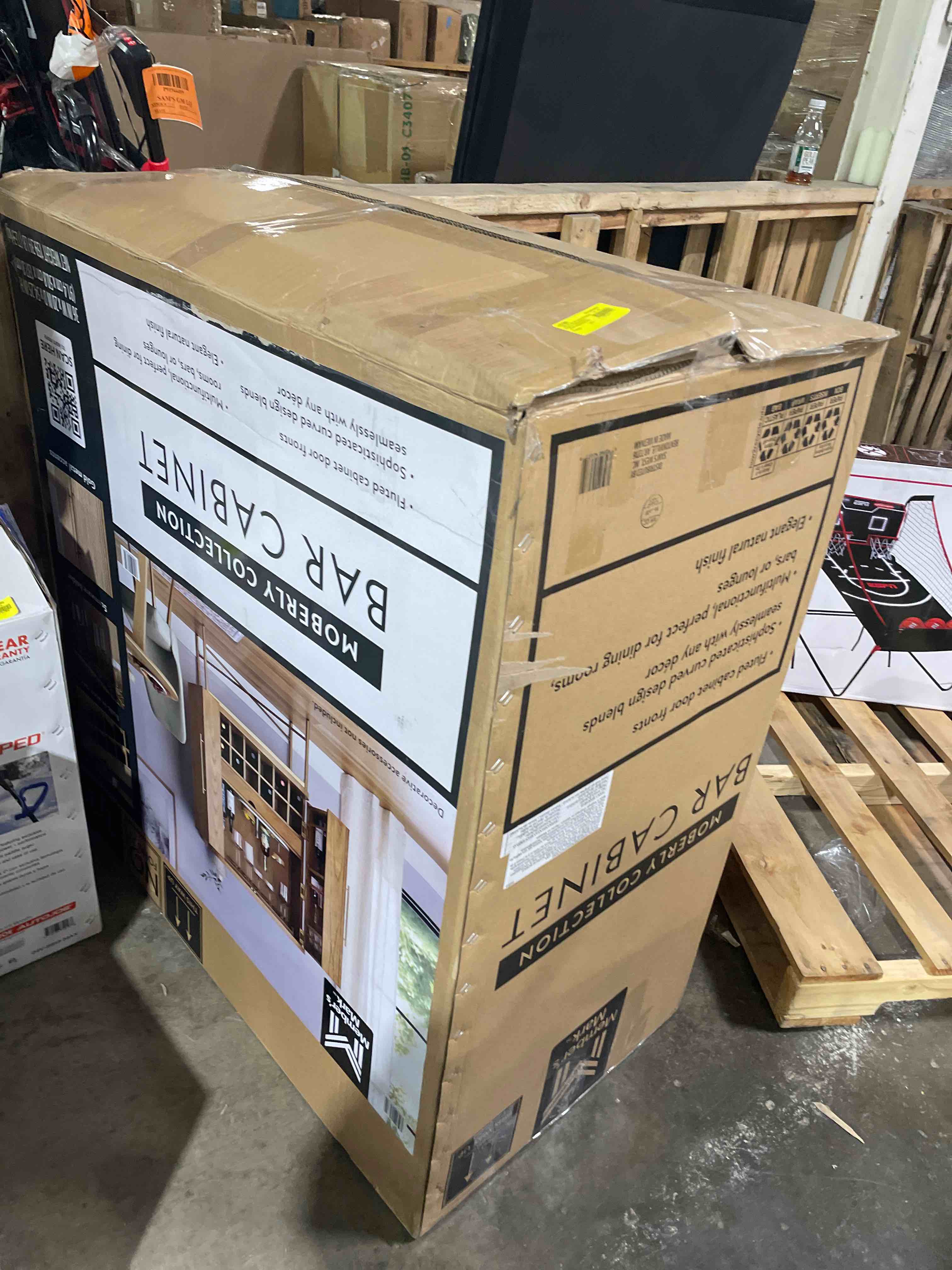 Condition photo showing New/Like New for Member's Mark Moberly Bar Cabinet with Wine Rack Storage