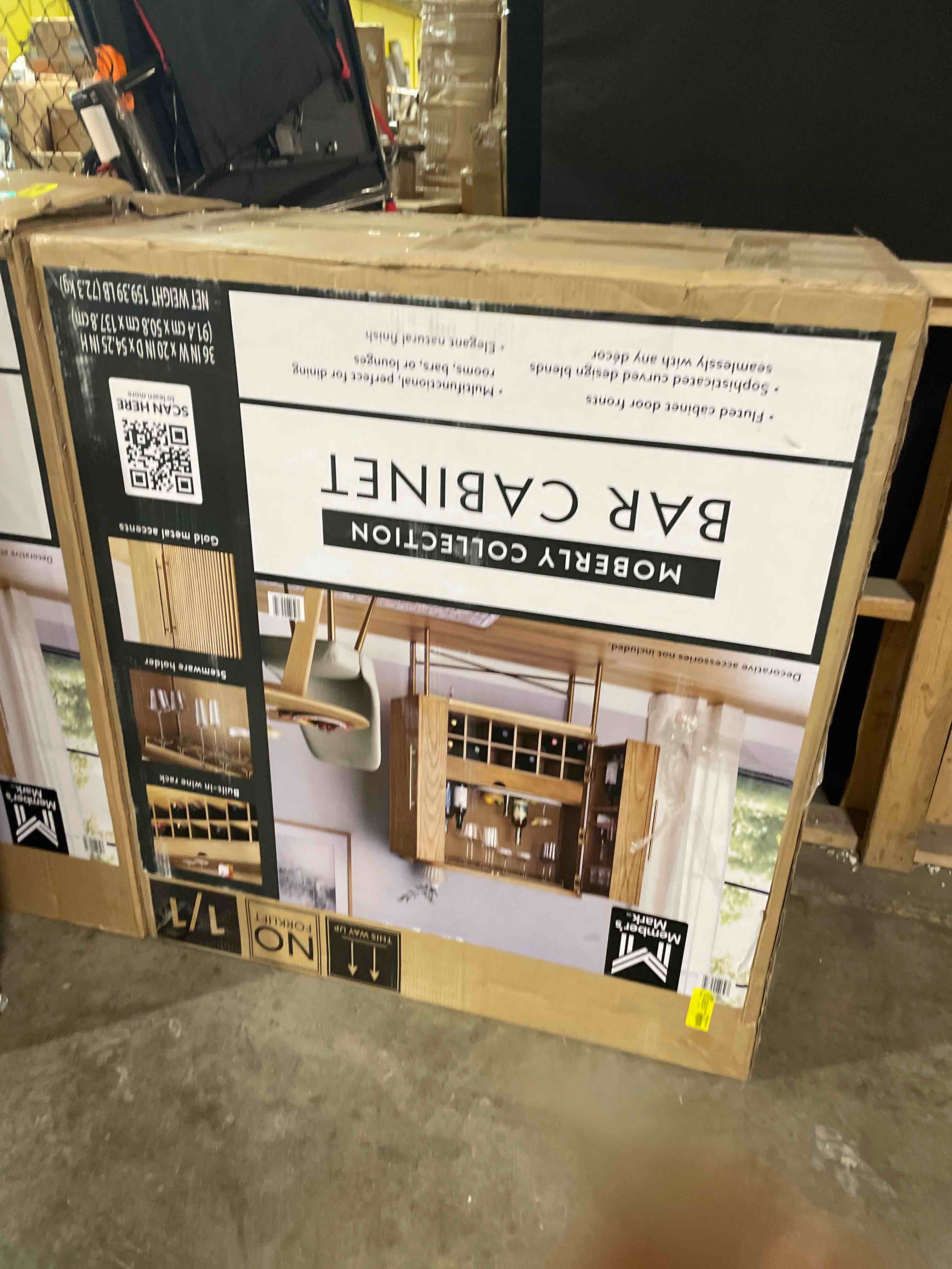 Condition photo showing New/Like New for Member's Mark Moberly Bar Cabinet with Wine Rack Storage