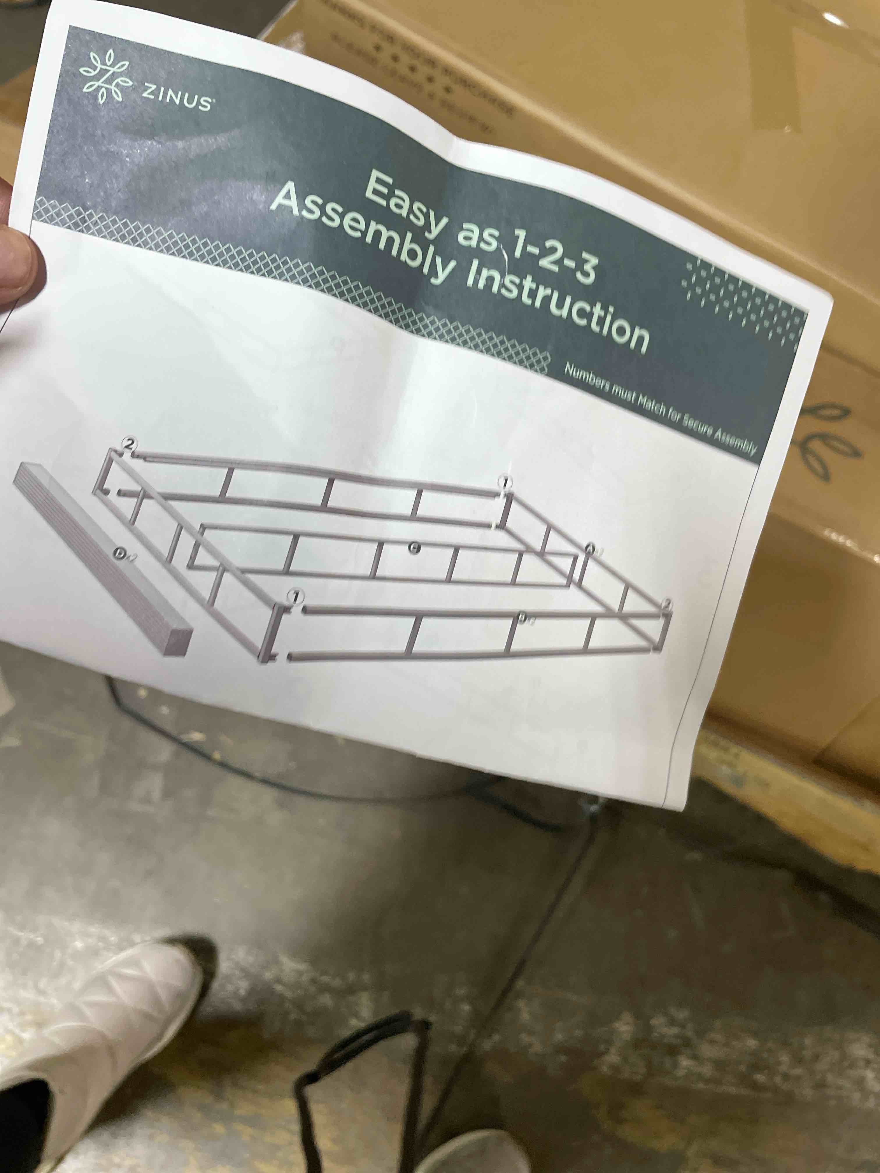 Condition photo showing Good Condition for Zinus 9 Inch Queen WonderBox(TM) Smart Box Spring, Quick Assembly Mattress Foundation, Durable Metal Frame, Grey Queen 9 inch New Quick Assembly