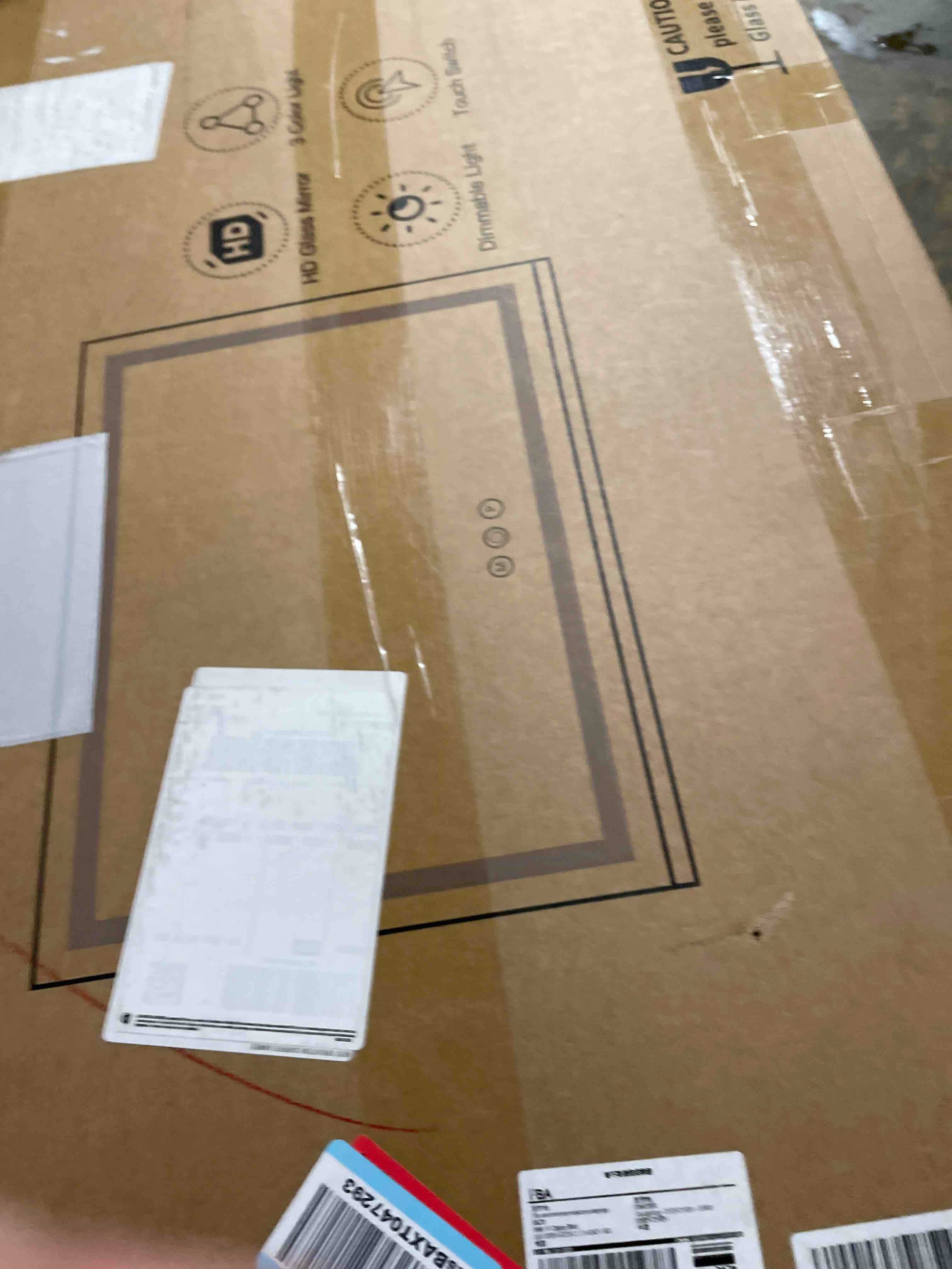 Condition photo showing Good Condition for FENNIO Vanity Mirror with Lights 32"x22", Lighted Makeup Mirror, Large Vanity Mirror, Touch Sensor with 3-Color Lighting, USB Charging Port for Vanity Desk?Square White? White 22.5"L x 31.5"W