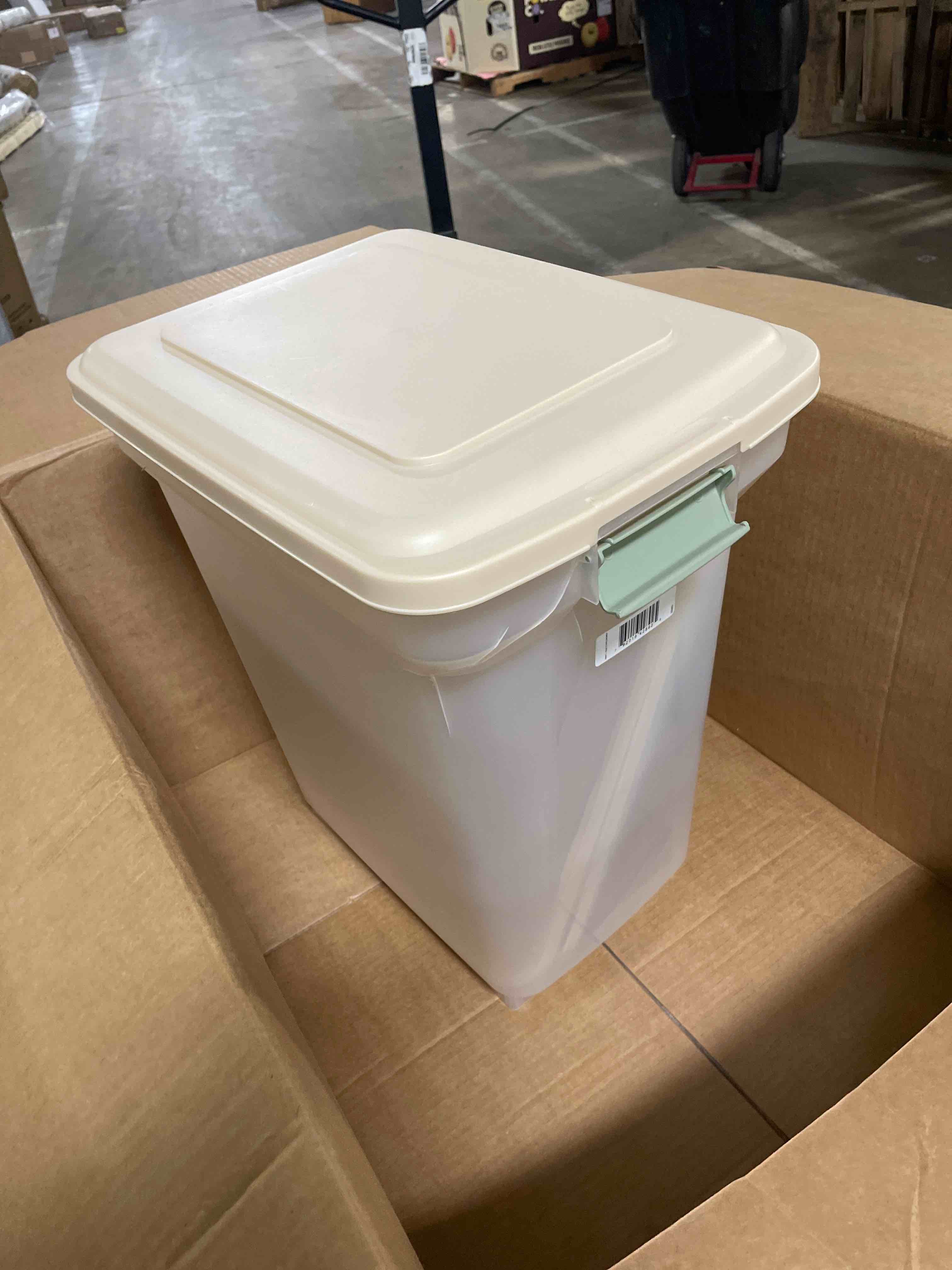 Condition photo showing As Is for LID CRACKED)))USA 67 quart Airtight Pet Food Container, Almond (300689)