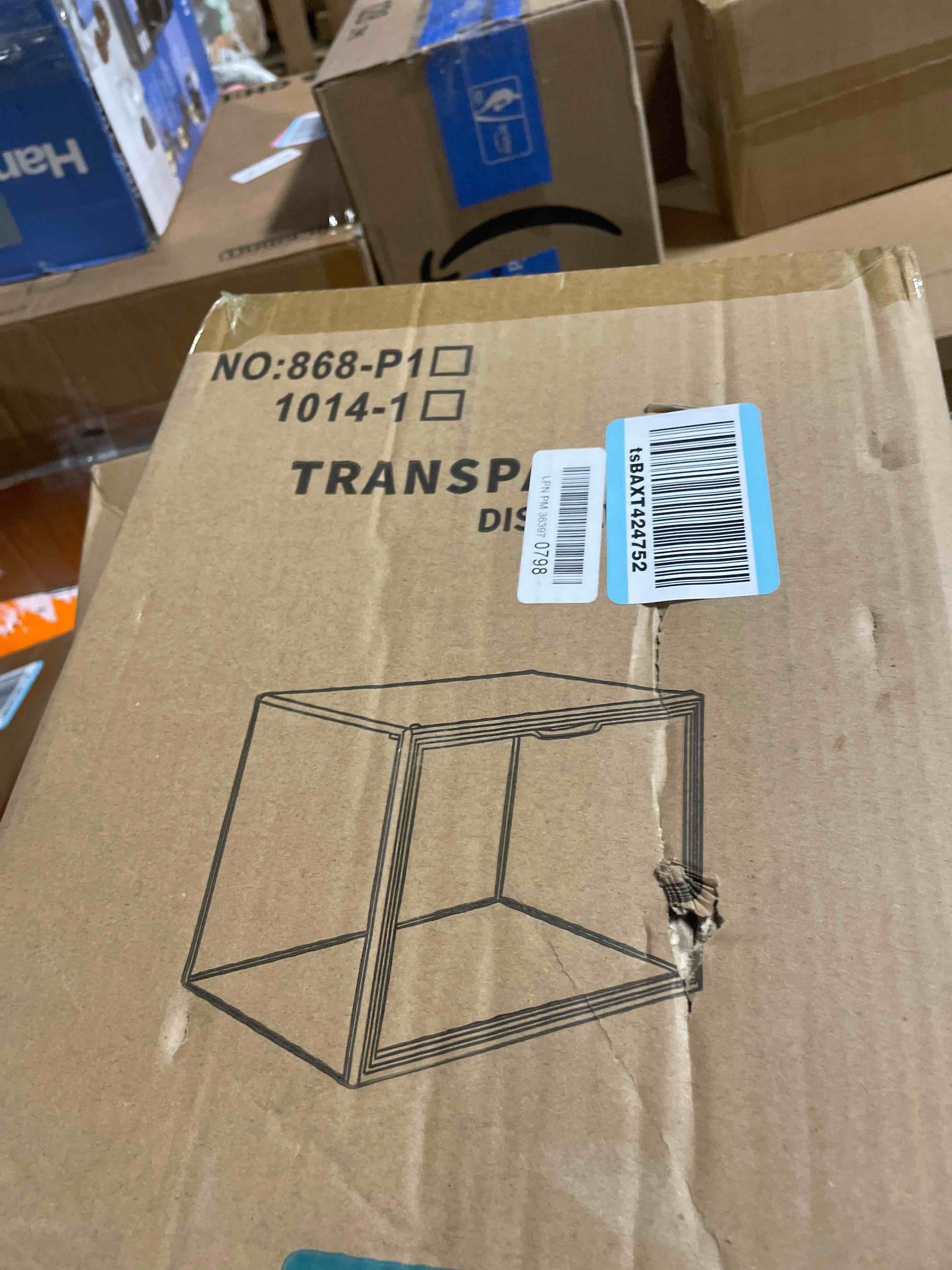 Condition photo showing New/Like New for Size 14 Acrylic Sneaker Shoe Display Case Transparent Shoe Box Storage Bins Clear Plastic Stackable Boot Handbag Organizer Containers with Lids for Shoes, Figure, Collectible, Purse, 1Pack Large 1