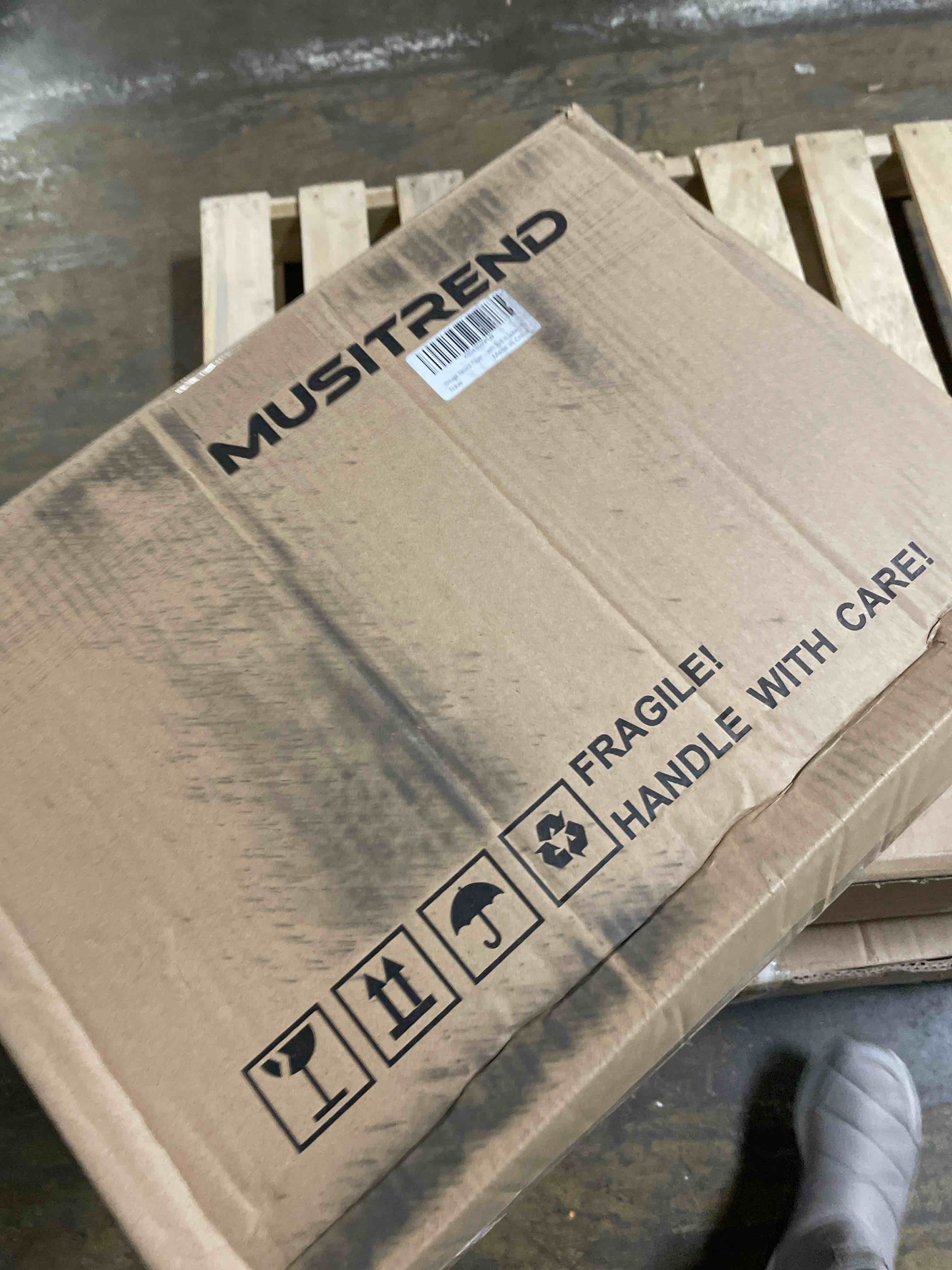 Condition photo showing As Is for Vintage Record Player with 3 Speed Turntable and Bluetooth Connectivity Retro Style Vinyl Player with Built in Speakers Wood Grain