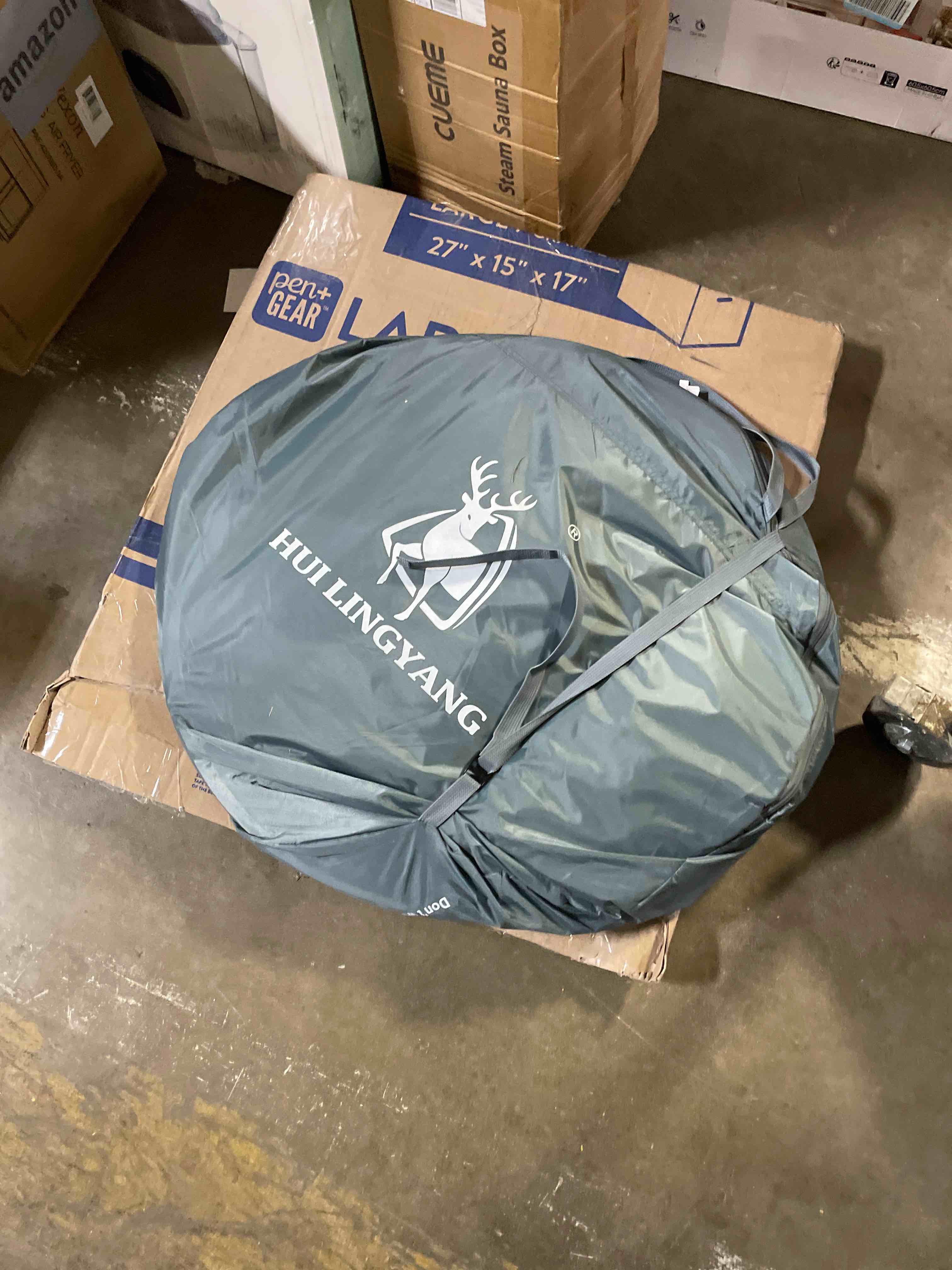 Condition photo showing Good Condition for 4 Person Easy Pop Up Tent,9.5’X6.6’X52'',Waterproof, Automatic Setup,2 Doors-Instant Family Tents for Camping, Hiking & Traveling Green 4 Person