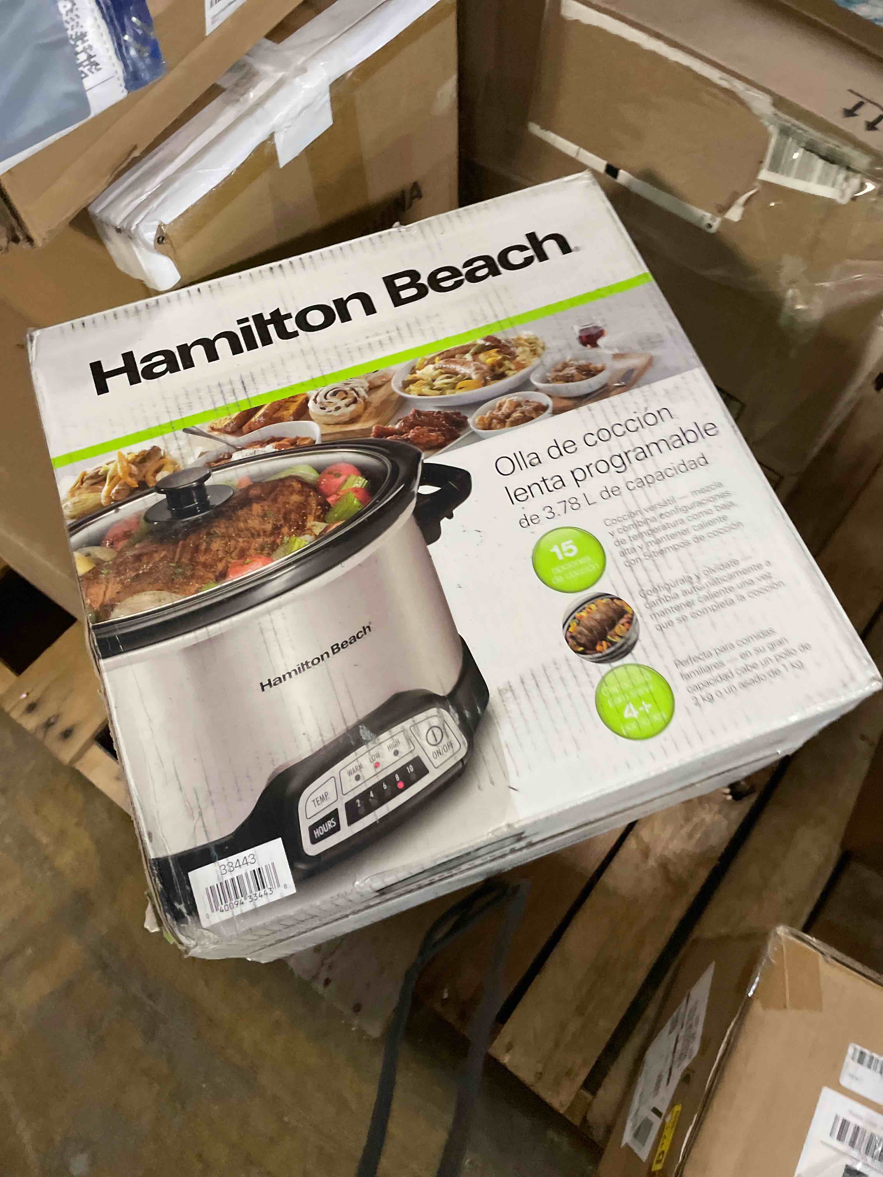 Condition photo showing Good Condition for Hamilton Beach 4 Quart Programmable Slow Cooker with Flexible Easy Programming, 5 Cooking Times, Dishwasher-Safe Crock & Lid, Silver (33443) 4 Quarts