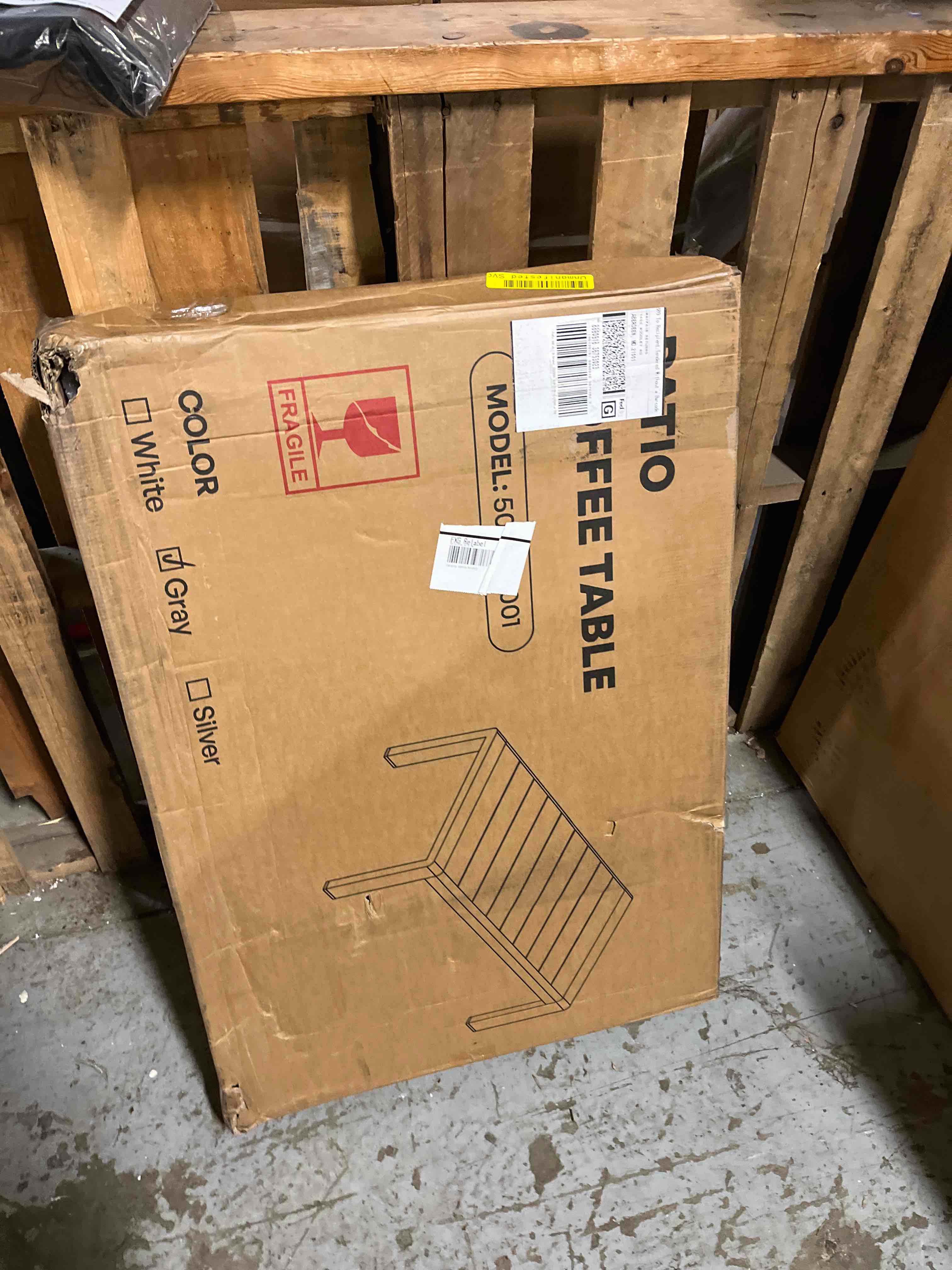 Condition photo showing New/Like New for Outdoor Rectangle Patio Aluminum Coffee Tables for Outside, All Weather Patio Slatted Tabletop for Indoor or Outdoor Use