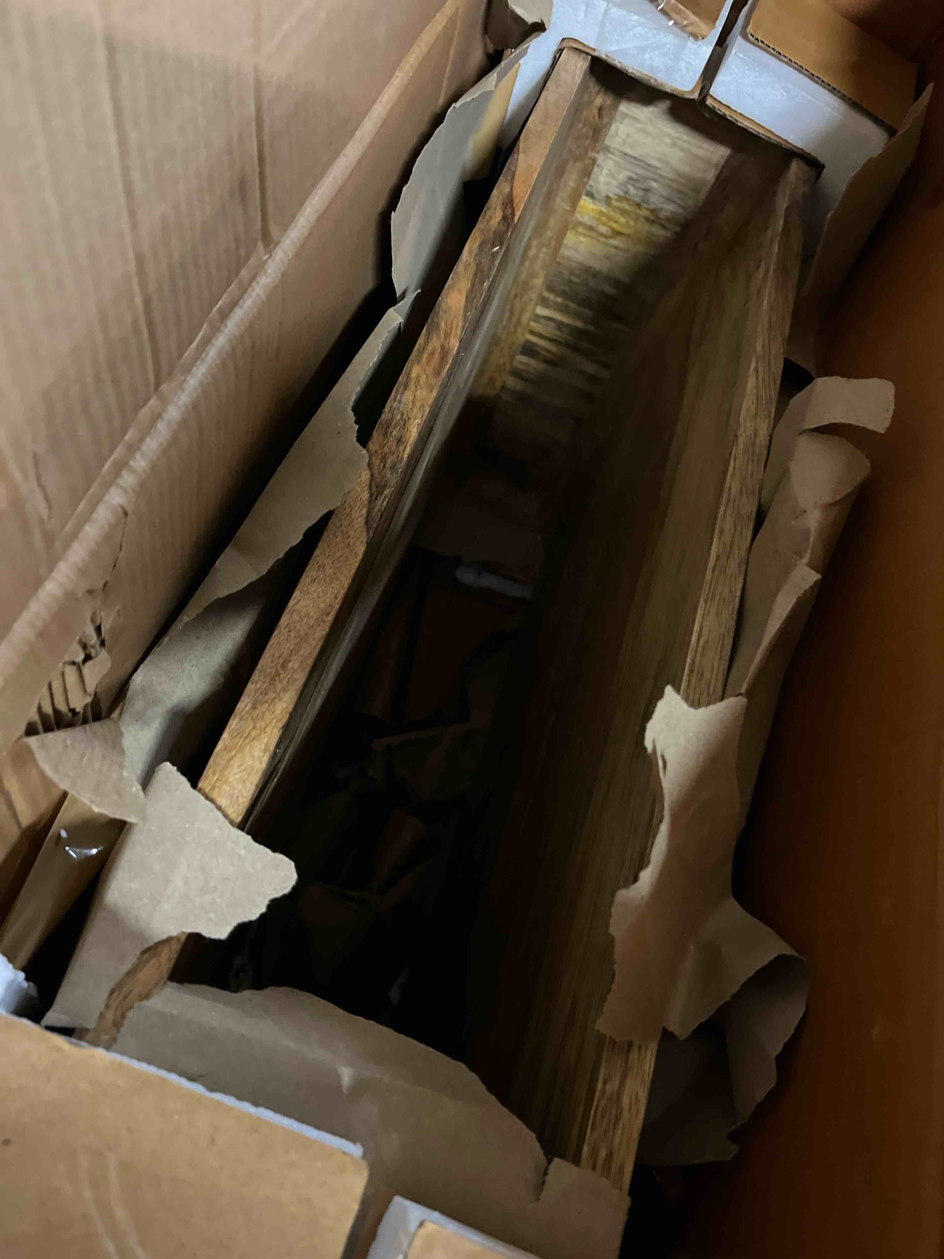 Condition photo showing New/Like New for Modern Open-Frame Elegant Curved Light Wood Coffee Table(Dark oak)