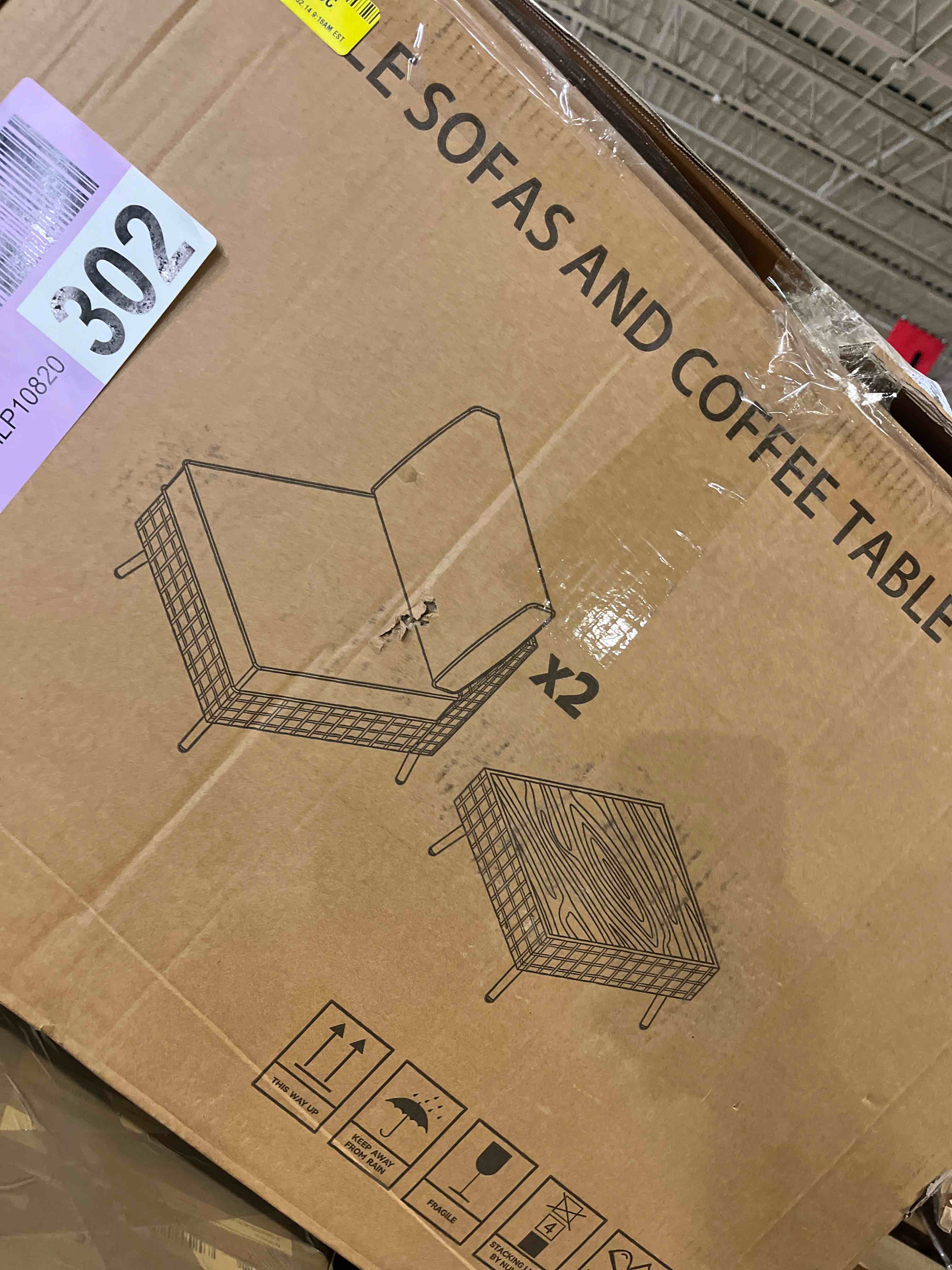 Condition photo showing As Is for Pieces Wicker Sectional Seating (single chair and coffee table only )