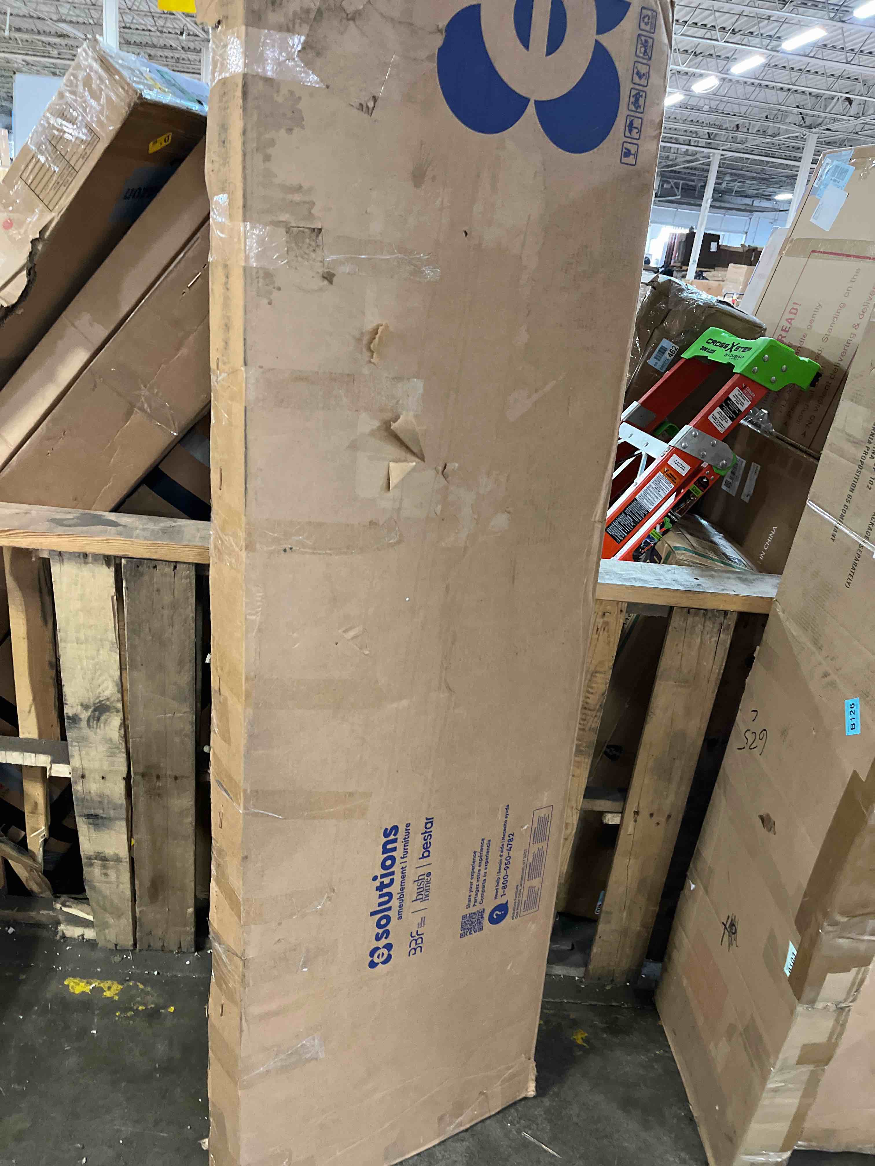 Condition photo showing As Is for Magomed L-Shape Standing Desk with Hutch(Incomplete box 1 of 2)